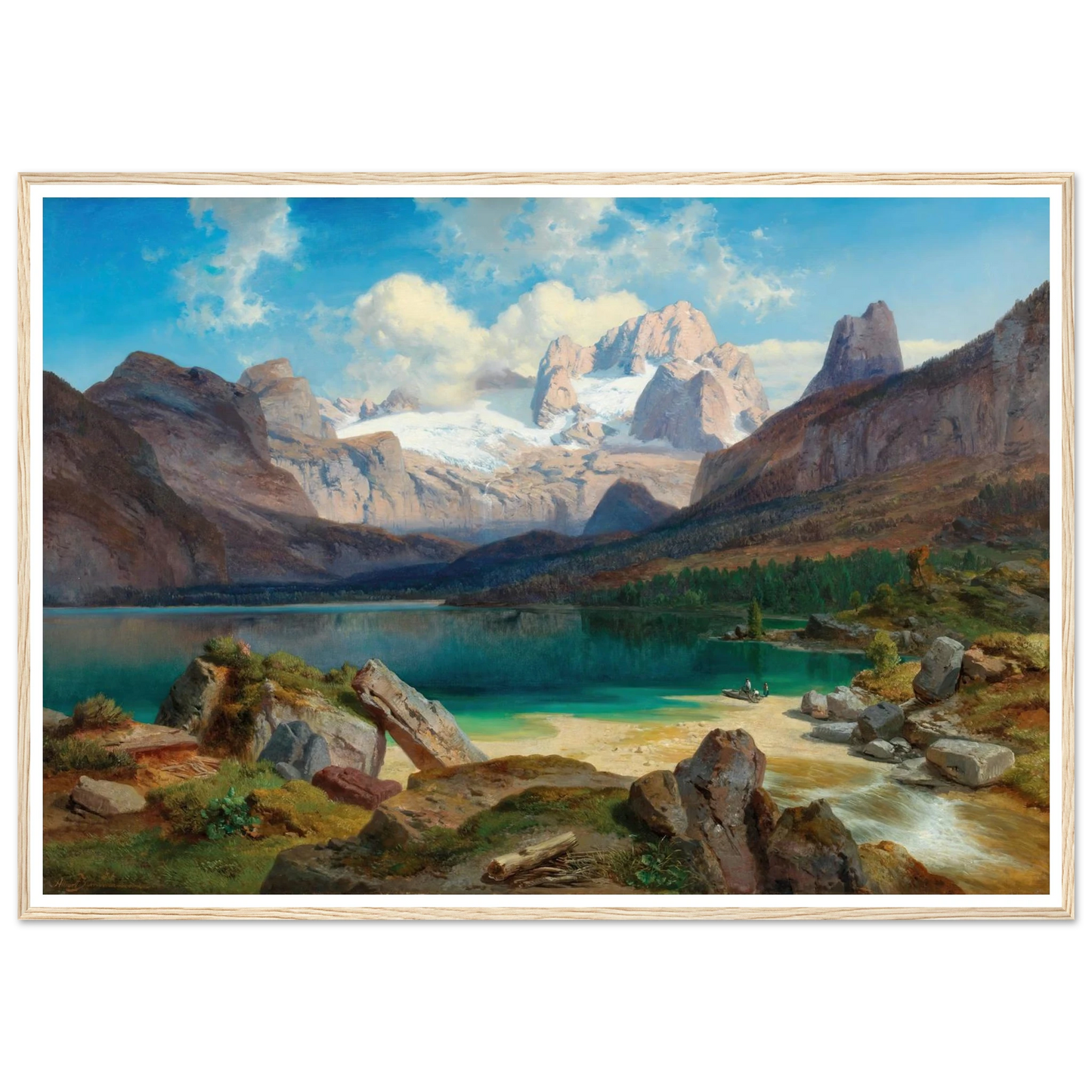 Lake Gosau With A View Of The Dachstein Massif Art Print | Albert Zimmermann - Framed Poster - 30x40 cm / 12x16″ - Black frame
