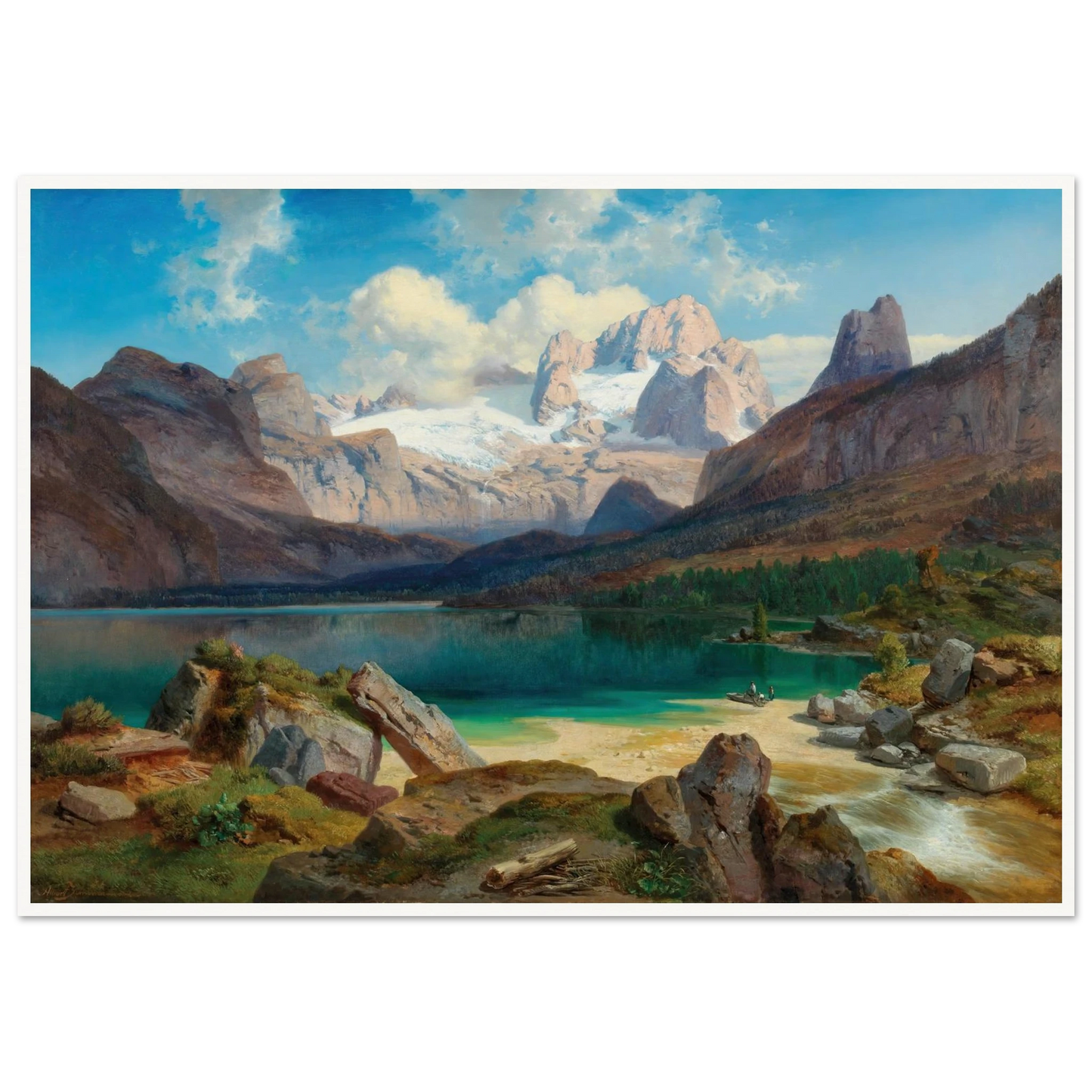 Lake Gosau With A View Of The Dachstein Massif Art Print | Albert Zimmermann - Framed Poster - 30x40 cm / 12x16″ - Black frame