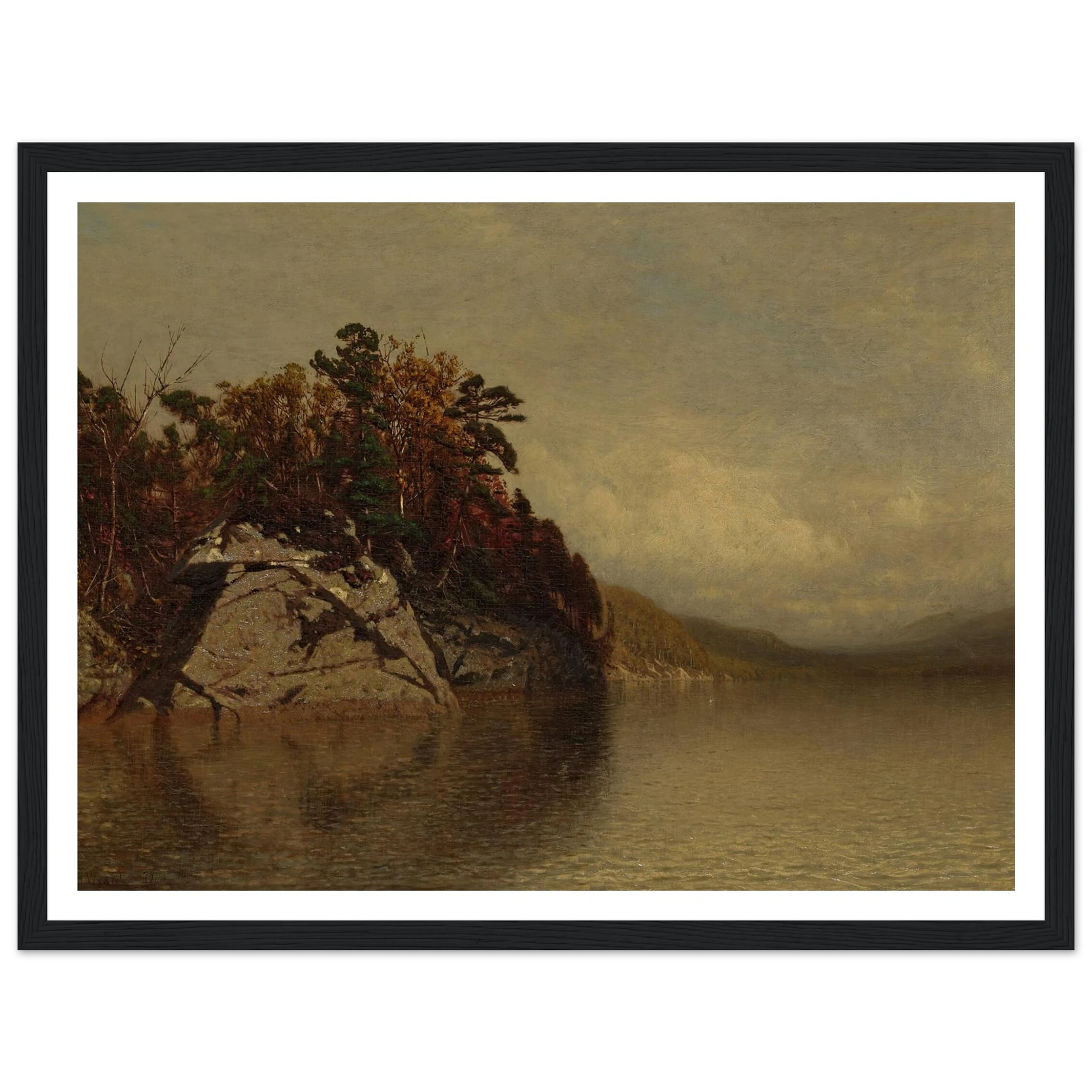 Lake Scene (1872) Art Print | Alexander Helwig Wyant - Framed Poster - 30x40 cm / 12x16″ - Black frame