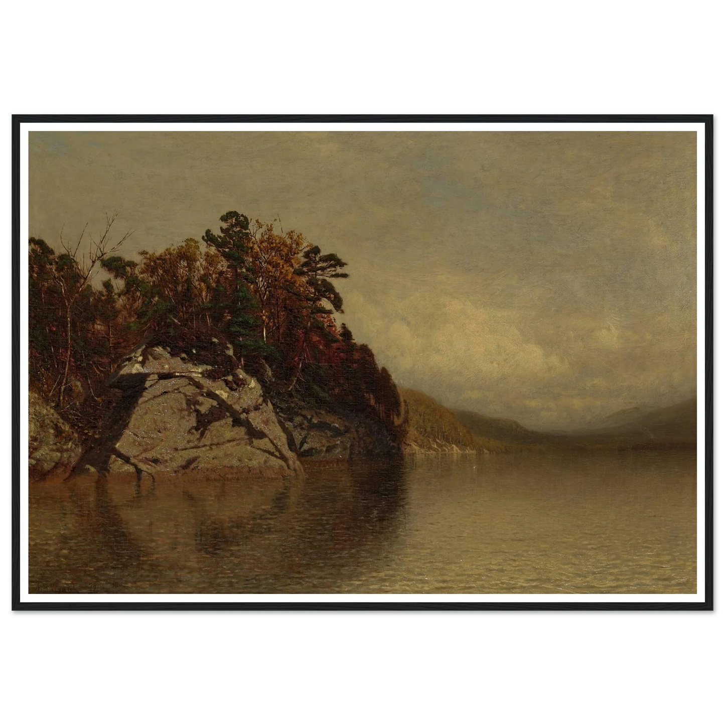 Lake Scene (1872) Art Print | Alexander Helwig Wyant - Framed Poster - 30x40 cm / 12x16″ - Black frame