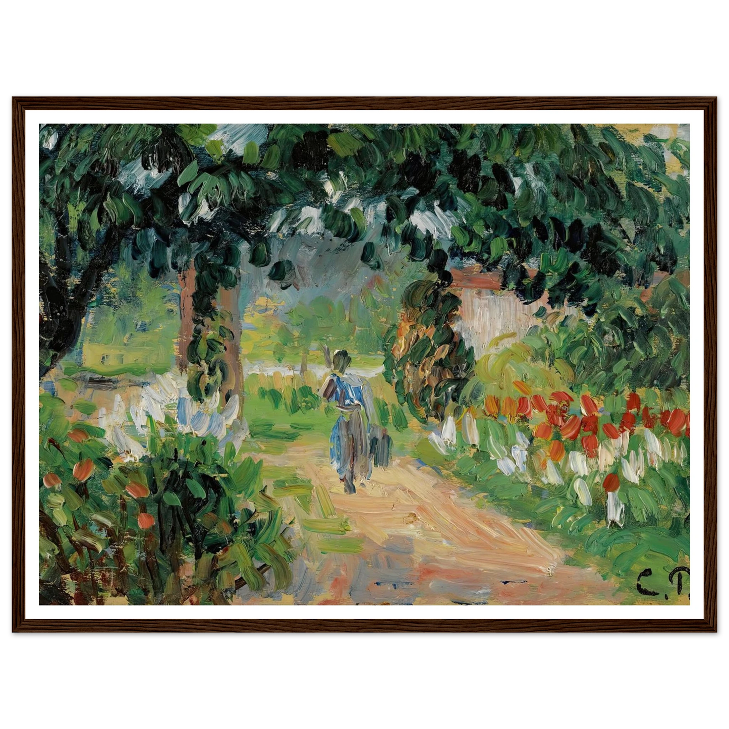 L’allée Du Jardin D’eragny (circa 1899) Art Print | Camille Pissarro - Framed Poster - 30x40 cm / 12x16″ - Black frame