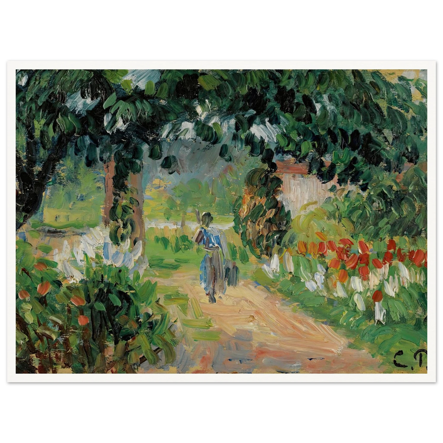 L’allée Du Jardin D’eragny (circa 1899) Art Print | Camille Pissarro - Framed Poster - 30x40 cm / 12x16″ - Black frame