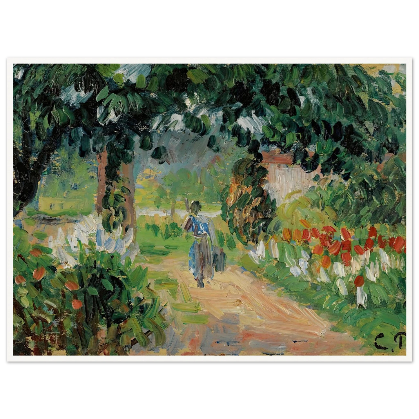 L’allée Du Jardin D’eragny (circa 1899) Art Print | Camille Pissarro - Framed Poster - 30x40 cm / 12x16″ - Black frame