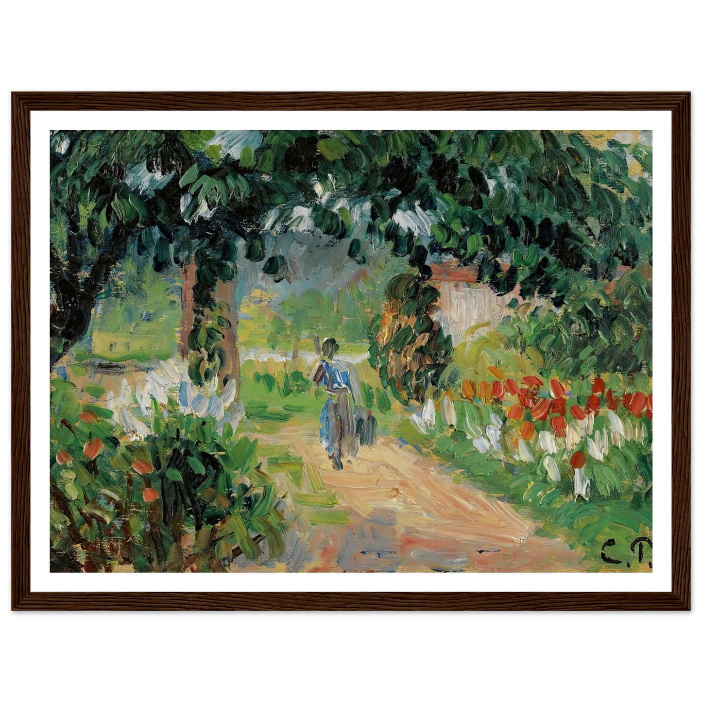 L’allée Du Jardin D’eragny (circa 1899) Art Print | Camille Pissarro - Framed Poster - 30x40 cm / 12x16″ - Black frame