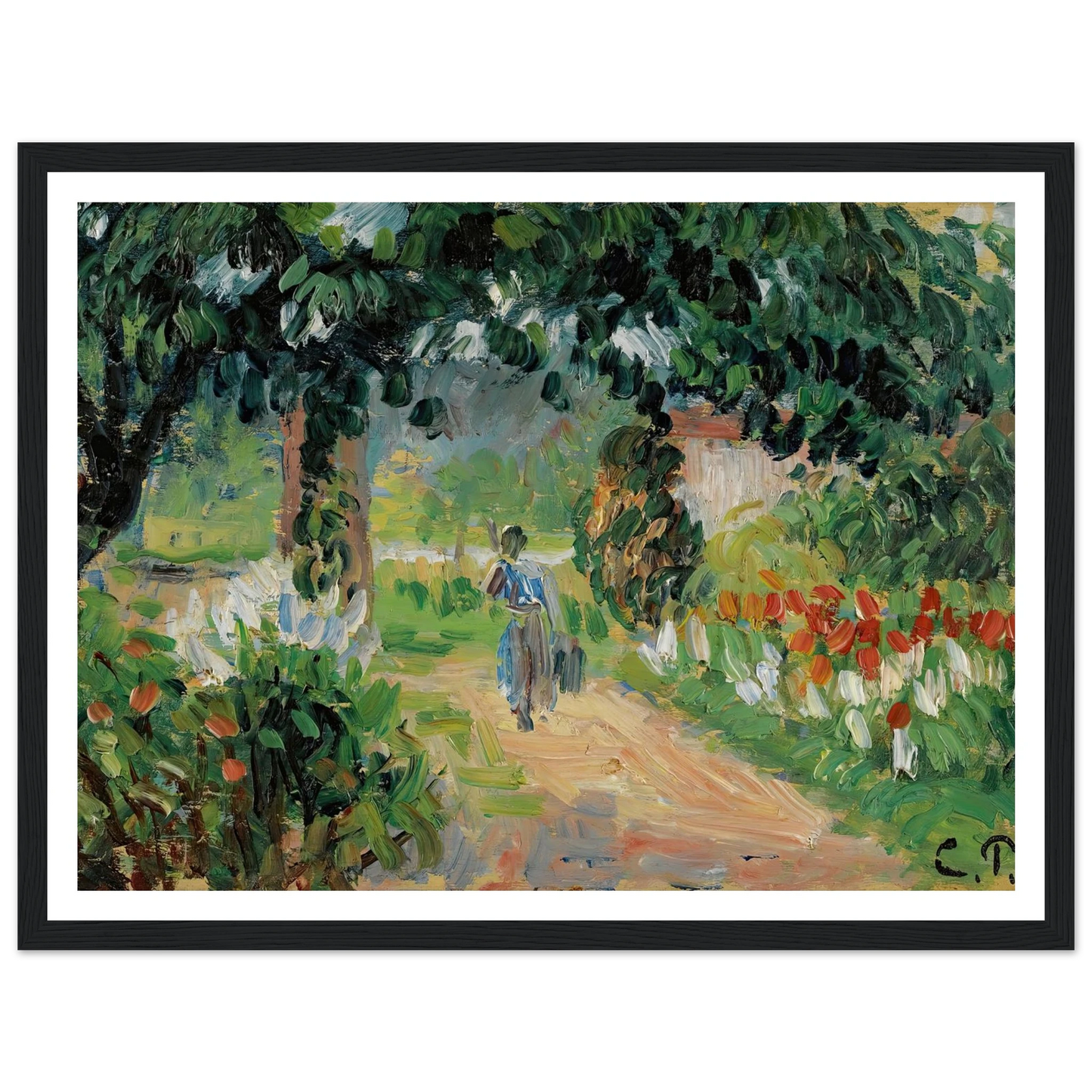 L’allée Du Jardin D’eragny (circa 1899) Art Print | Camille Pissarro - Framed Poster - 30x40 cm / 12x16″ - Black frame