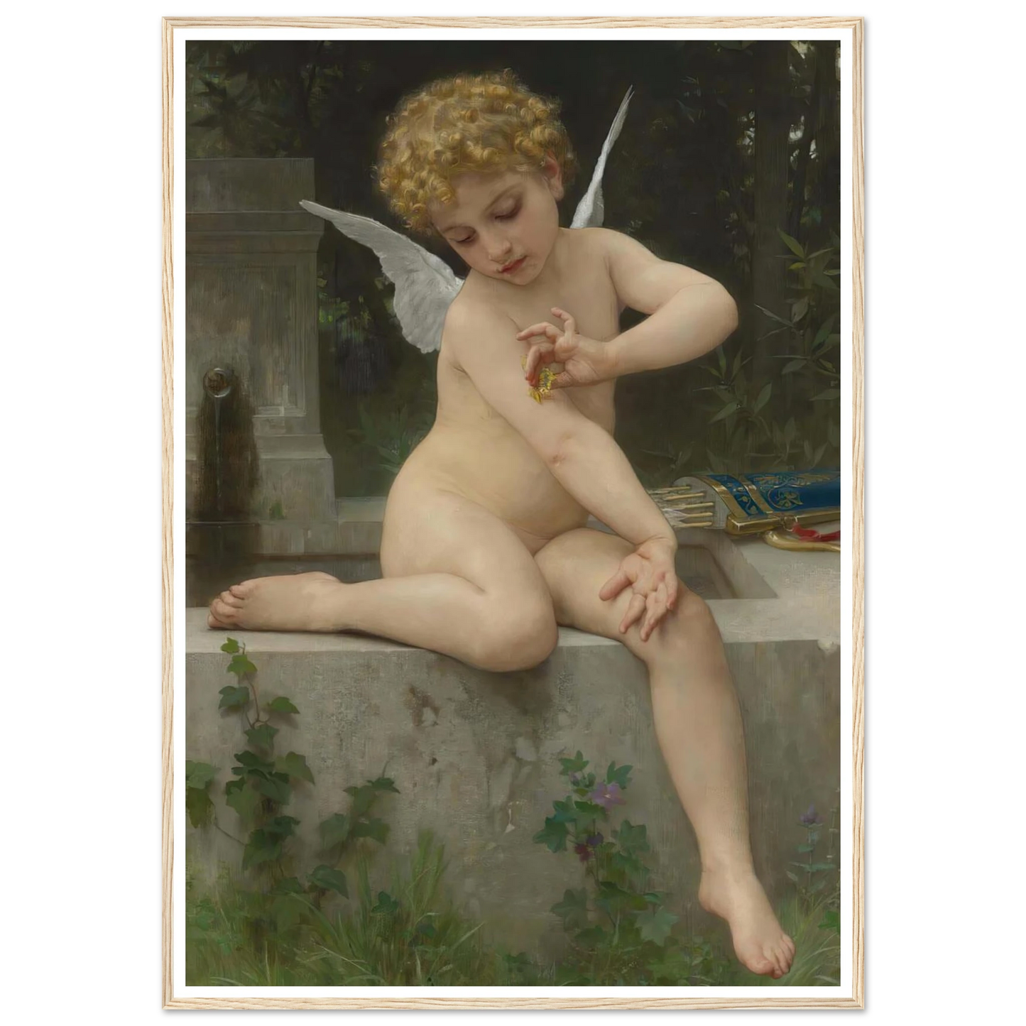 L’amour Au Papillon (1888) Art Print | William Bouguereau - Framed Poster - 30x40 cm / 12x16″ - Black frame