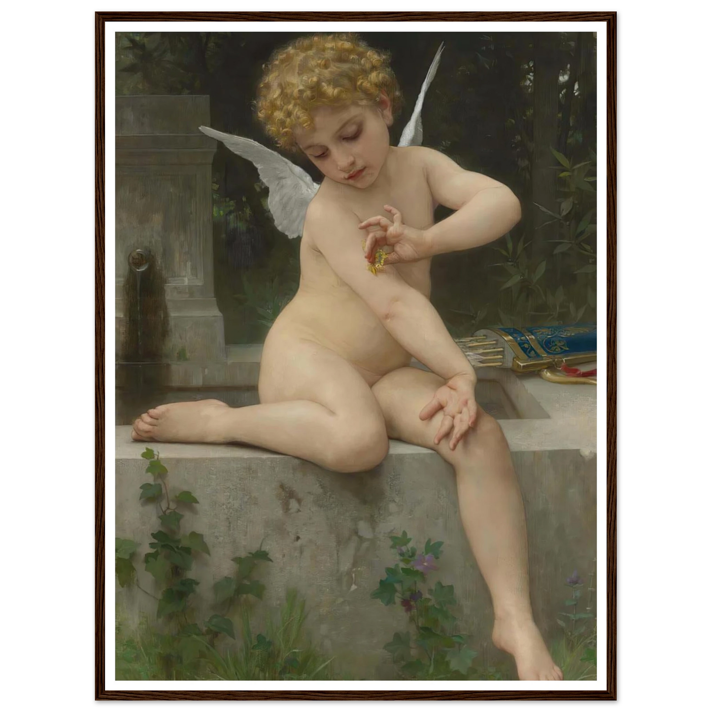 L’amour Au Papillon (1888) Art Print | William Bouguereau - Framed Poster - 30x40 cm / 12x16″ - Black frame