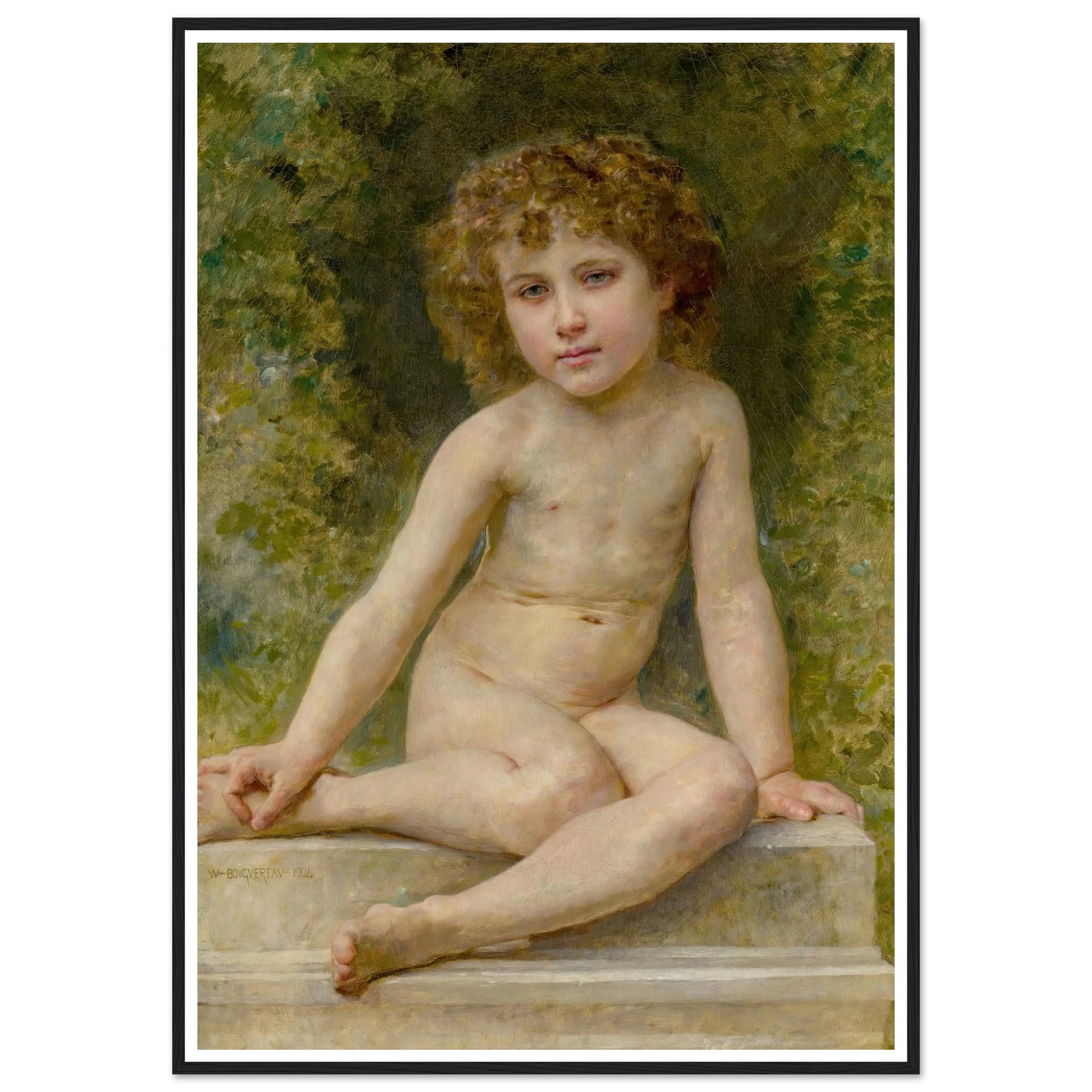 L’amour Au Repos (1904) Art Print | William Bouguereau - Framed Poster - 30x40 cm / 12x16″ - Black frame