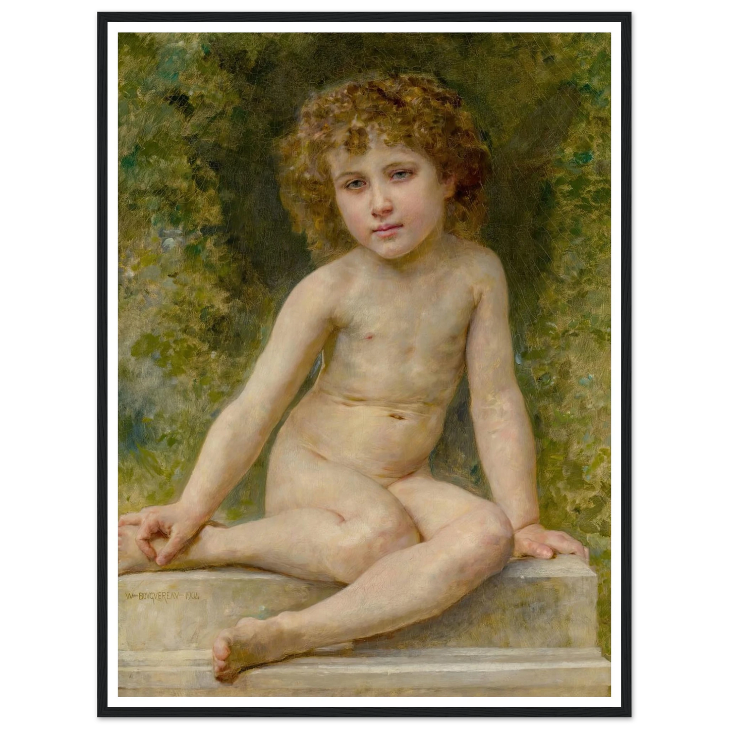 L’amour Au Repos (1904) Art Print | William Bouguereau - Framed Poster - 30x40 cm / 12x16″ - Black frame