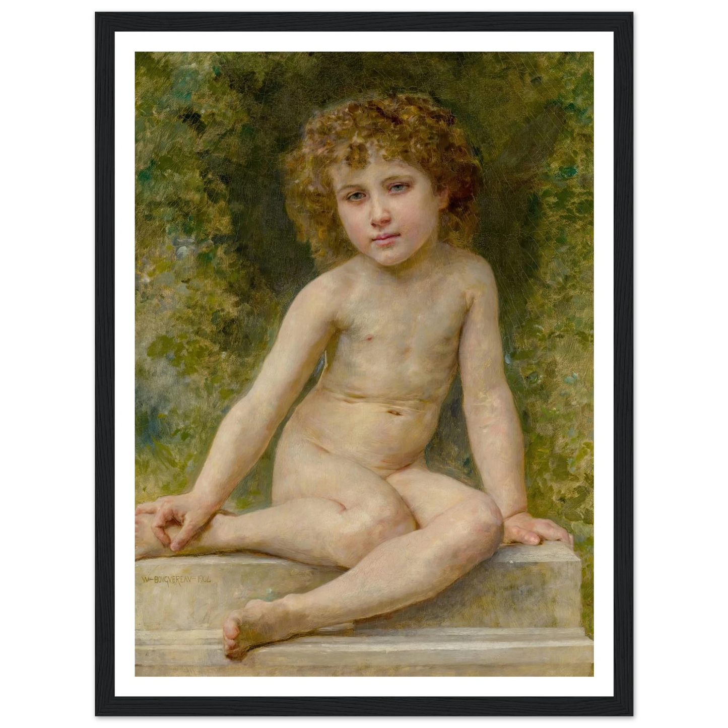 L’amour Au Repos (1904) Art Print | William Bouguereau - Framed Poster - 30x40 cm / 12x16″ - Black frame