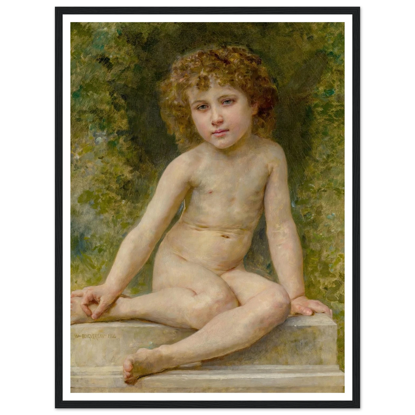 L’amour Au Repos (1904) Art Print | William Bouguereau - Framed Poster - 30x40 cm / 12x16″ - Black frame