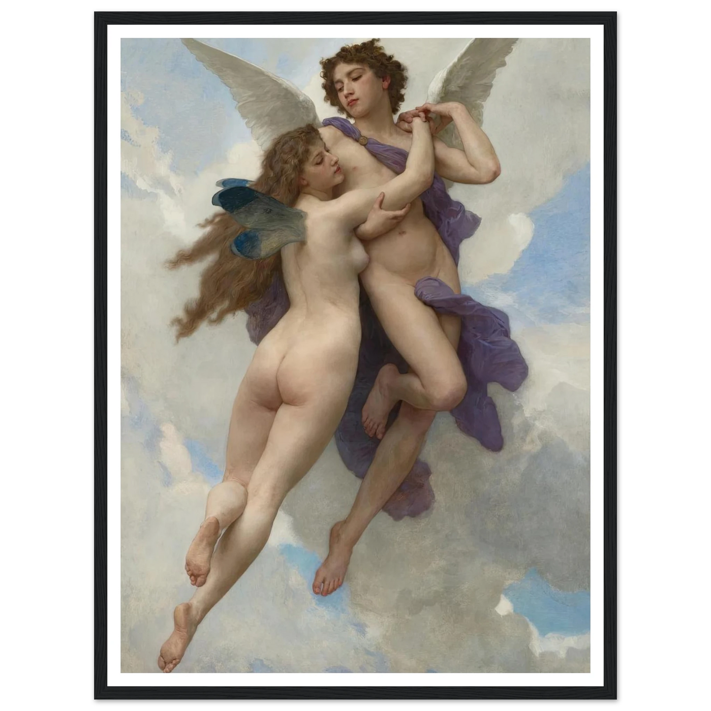 L’amour et psyché (1899) Art Print | William Bouguereau - Framed Poster - 30x40 cm / 12x16″ - Black frame
