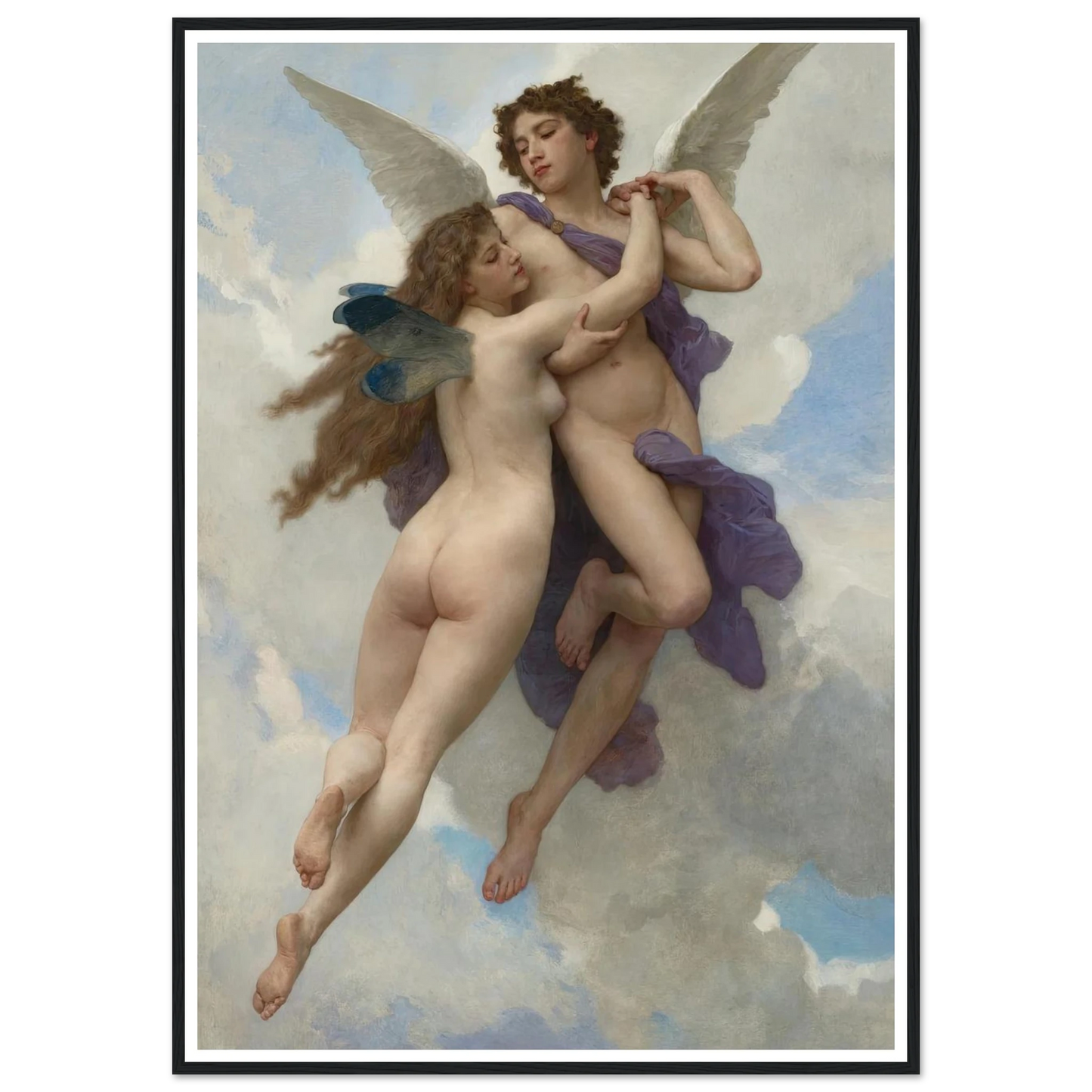L’amour et psyché (1899) Art Print | William Bouguereau - Framed Poster - 30x40 cm / 12x16″ - Black frame