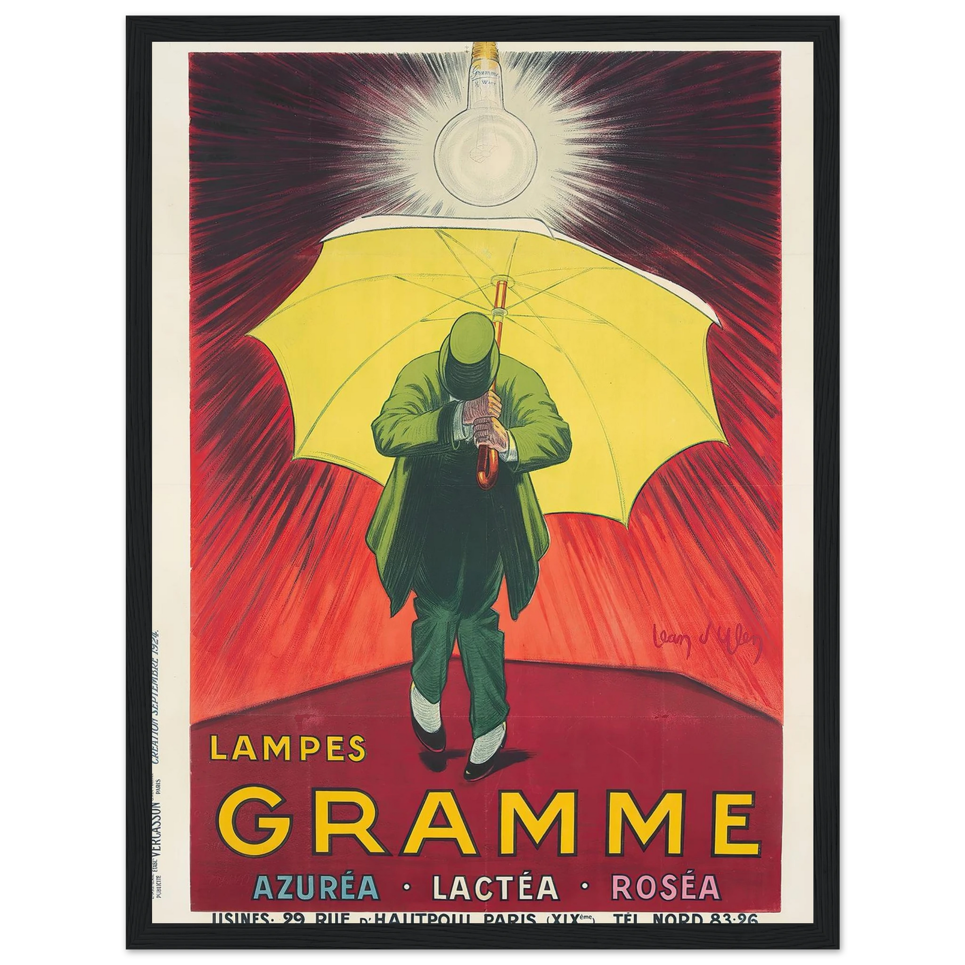 Lampes Gramme (1924) Art Print | Jean Dylen - Framed Poster - 30x40 cm / 12x16″ - Black frame