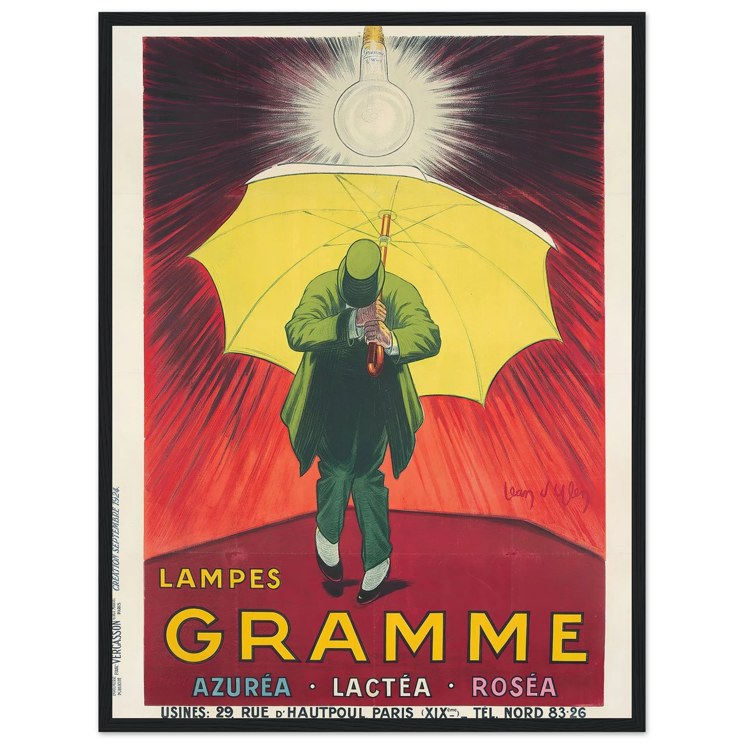 Lampes Gramme (1924) Art Print | Jean Dylen - Framed Poster - 30x40 cm / 12x16″ - Black frame