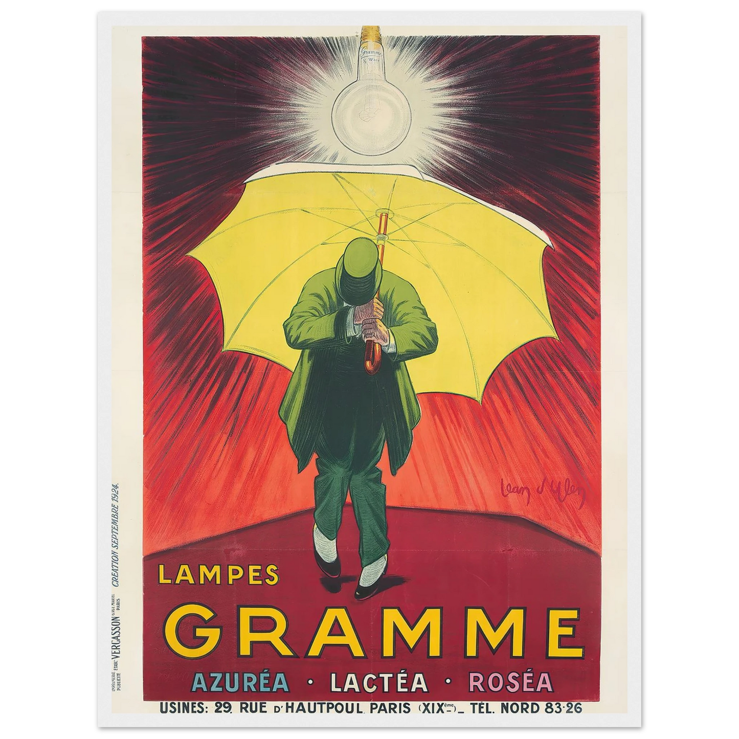 Lampes Gramme (1924) Art Print | Jean Dylen - Framed Poster - 30x40 cm / 12x16″ - Black frame