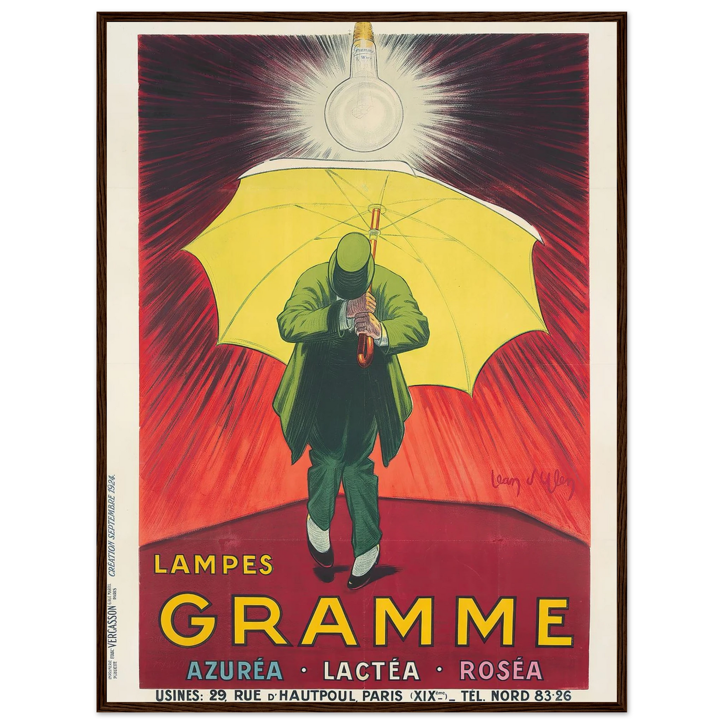 Lampes Gramme (1924) Art Print | Jean Dylen - Framed Poster - 30x40 cm / 12x16″ - Black frame