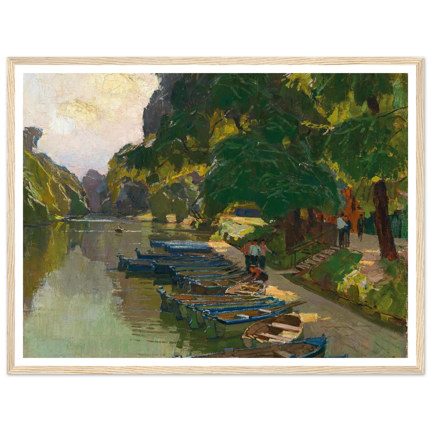 Landing stage at Heustadlwasser (Prater, Vienna) Art Print | Carl Moll - Framed Poster - 30x40 cm / 12x16″ - Black frame
