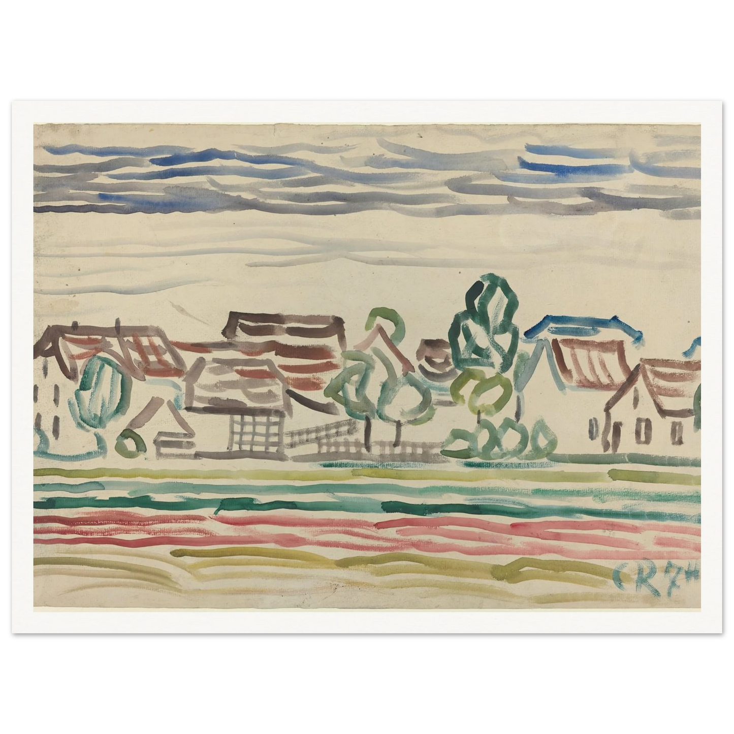 Landscape (1870s) Art Print | Christian Rohlfs - Framed Poster - 30x40 cm / 12x16″ - Black frame