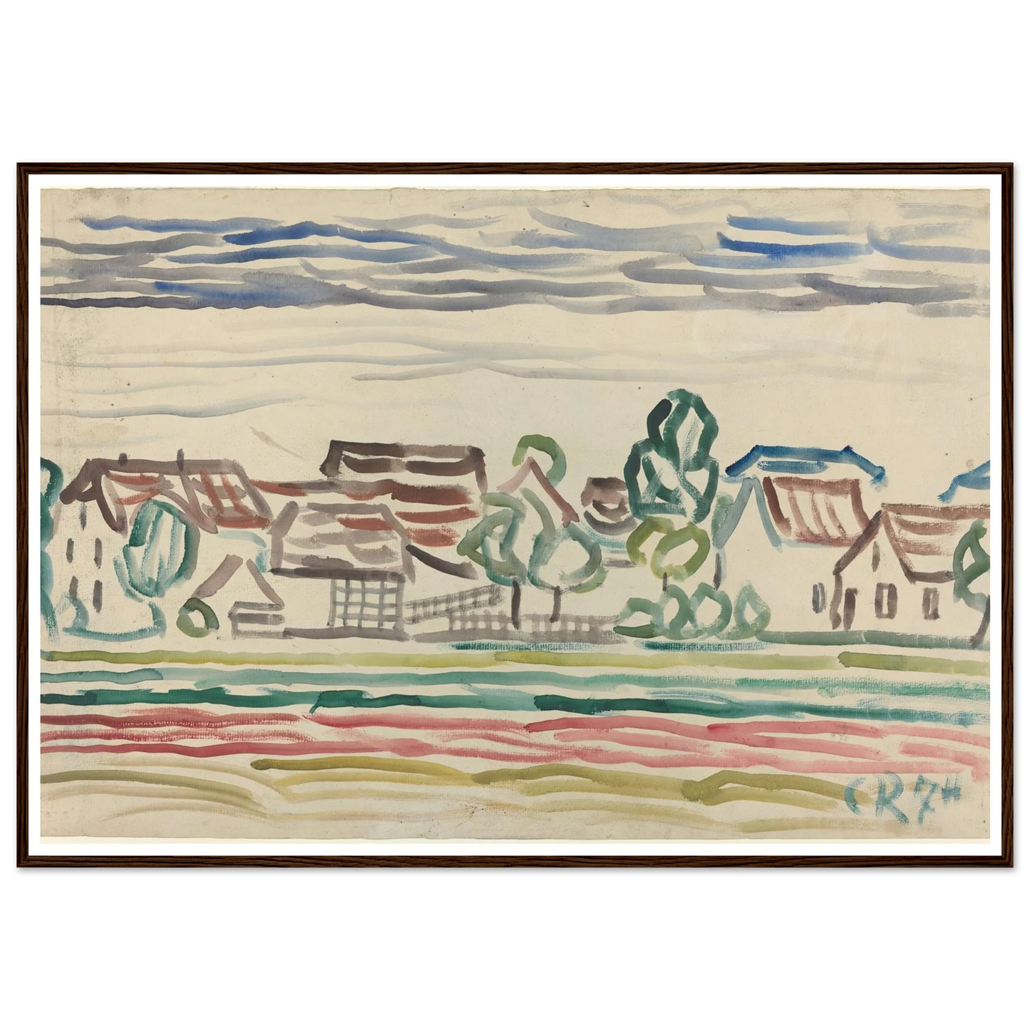 Landscape (1870s) Art Print | Christian Rohlfs - Framed Poster - 30x40 cm / 12x16″ - Black frame