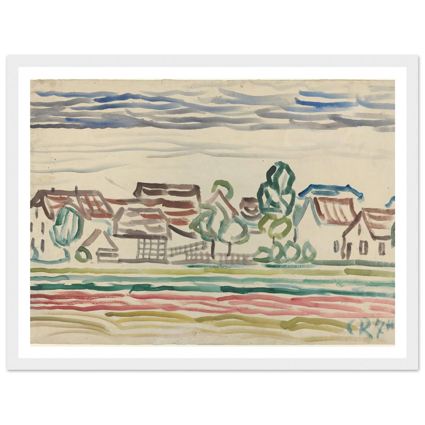 Landscape (1870s) Art Print | Christian Rohlfs - Framed Poster - 30x40 cm / 12x16″ - Black frame