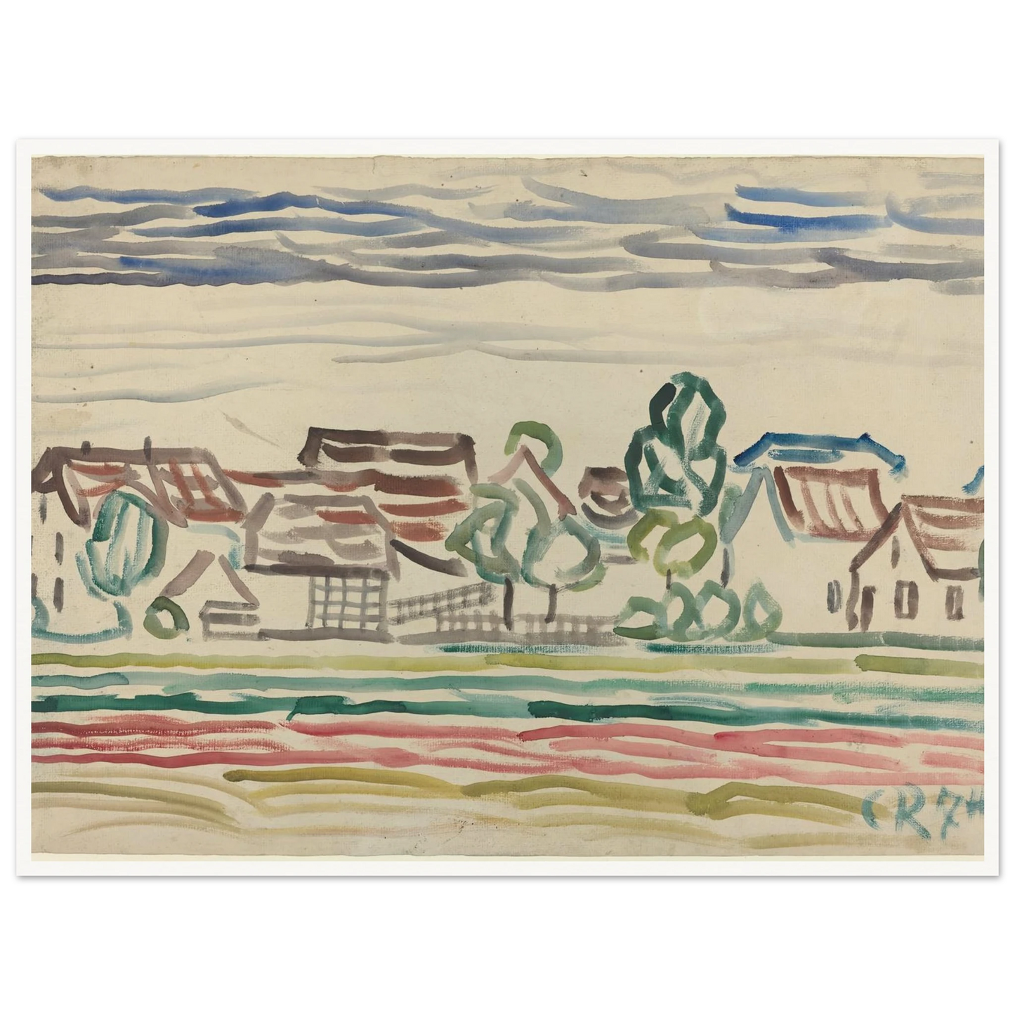 Landscape (1870s) Art Print | Christian Rohlfs - Framed Poster - 30x40 cm / 12x16″ - Black frame