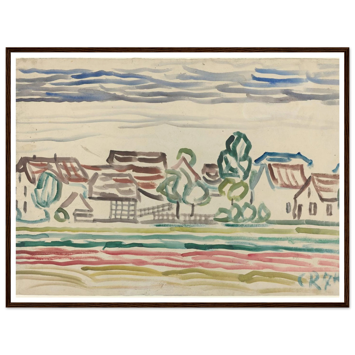 Landscape (1870s) Art Print | Christian Rohlfs - Framed Poster - 30x40 cm / 12x16″ - Black frame