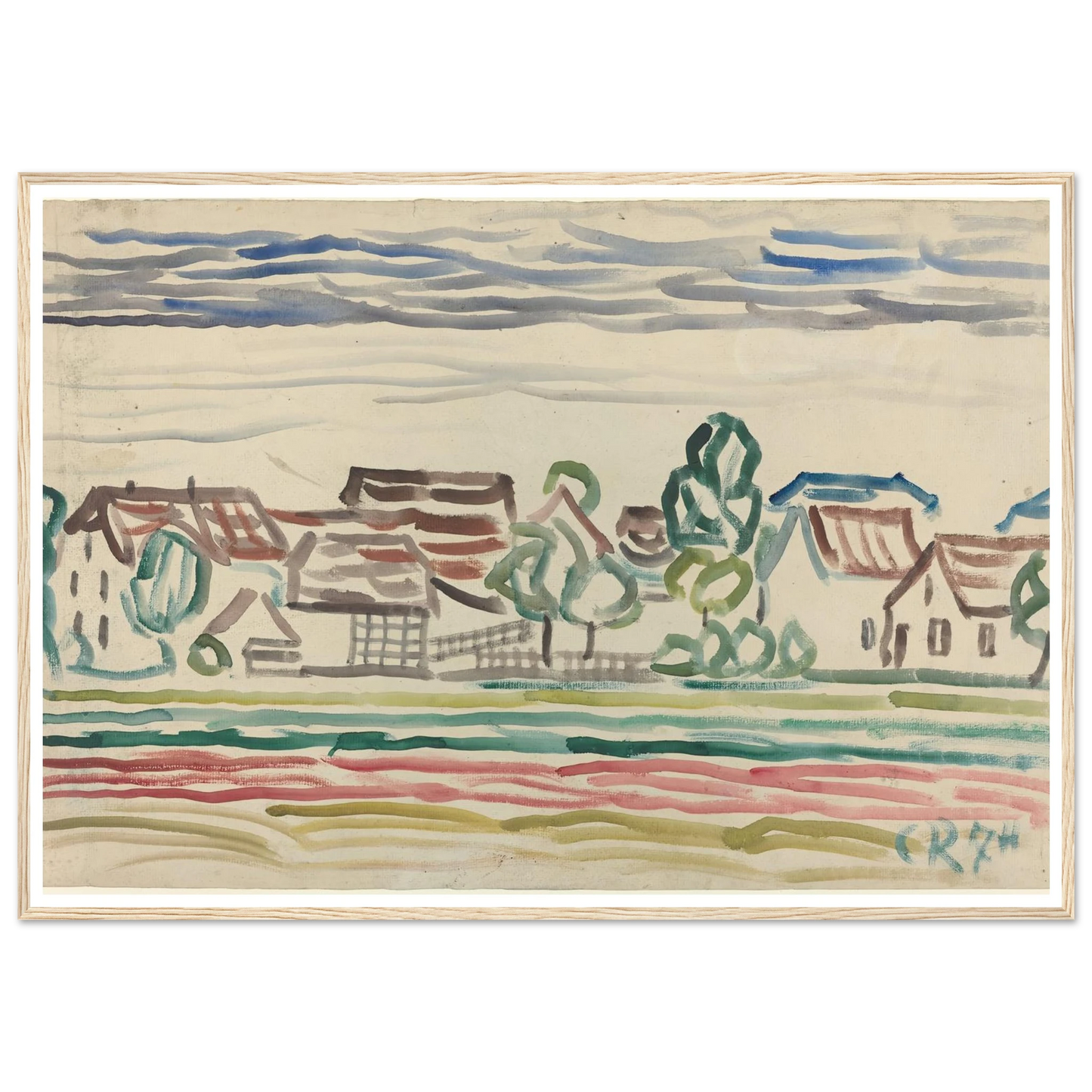 Landscape (1870s) Art Print | Christian Rohlfs - Framed Poster - 30x40 cm / 12x16″ - Black frame