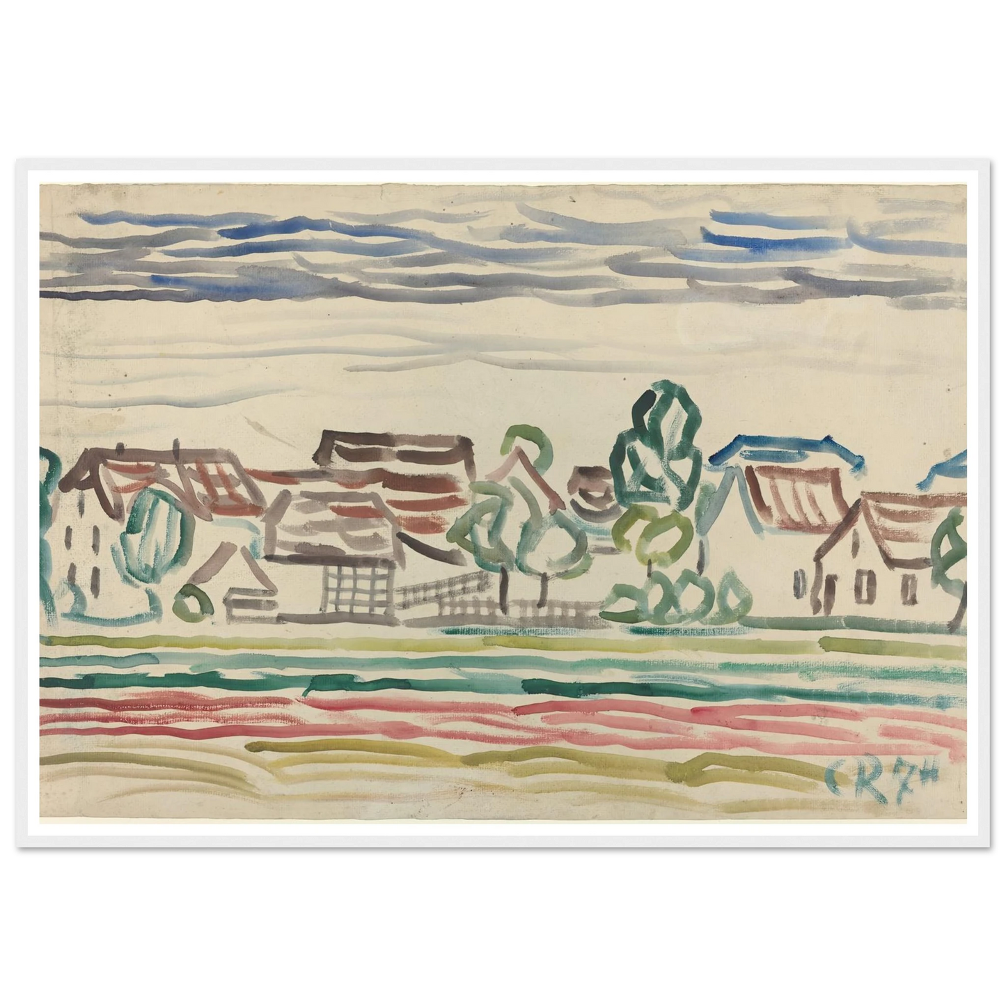 Landscape (1870s) Art Print | Christian Rohlfs - Framed Poster - 30x40 cm / 12x16″ - Black frame