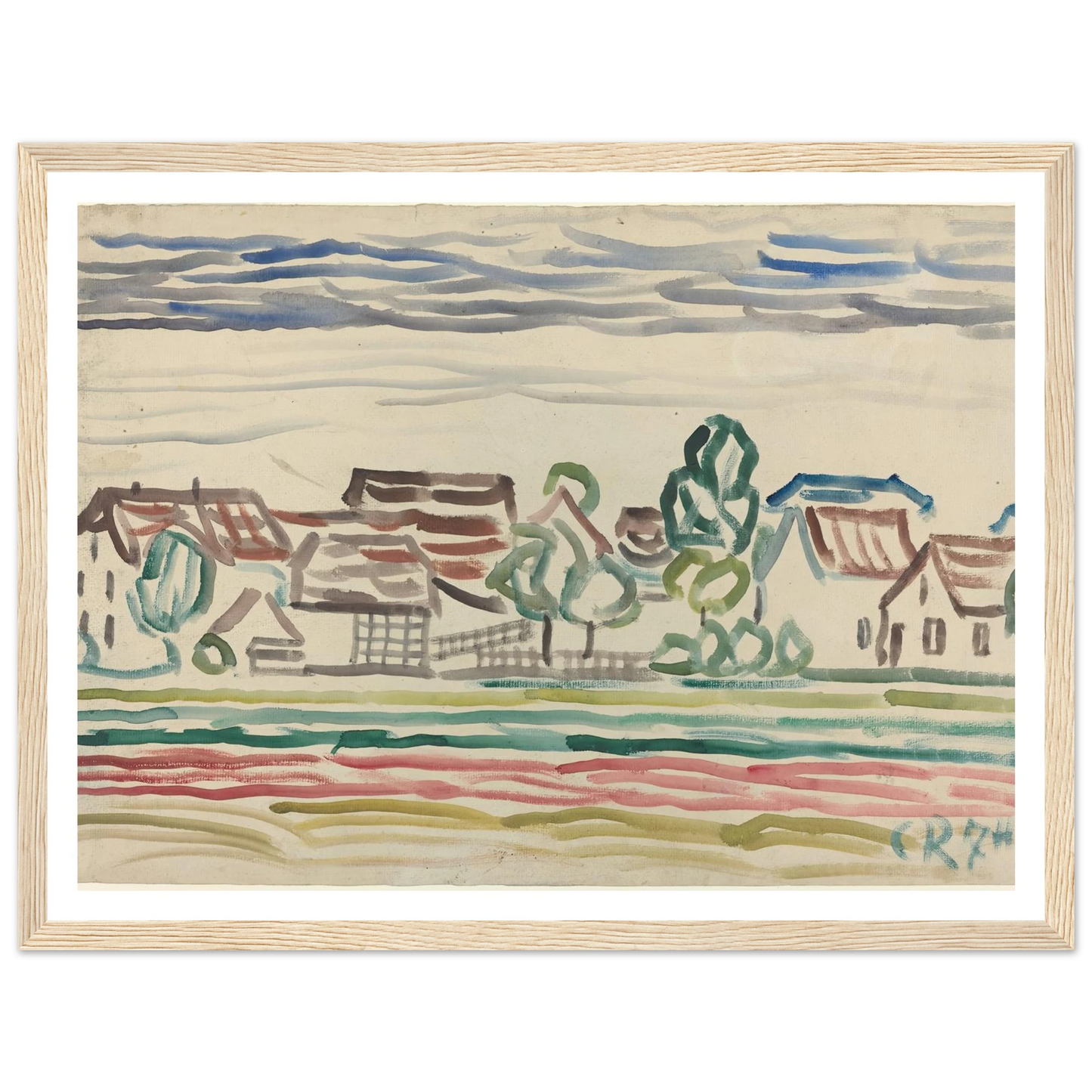 Landscape (1870s) Art Print | Christian Rohlfs - Framed Poster - 30x40 cm / 12x16″ - Black frame