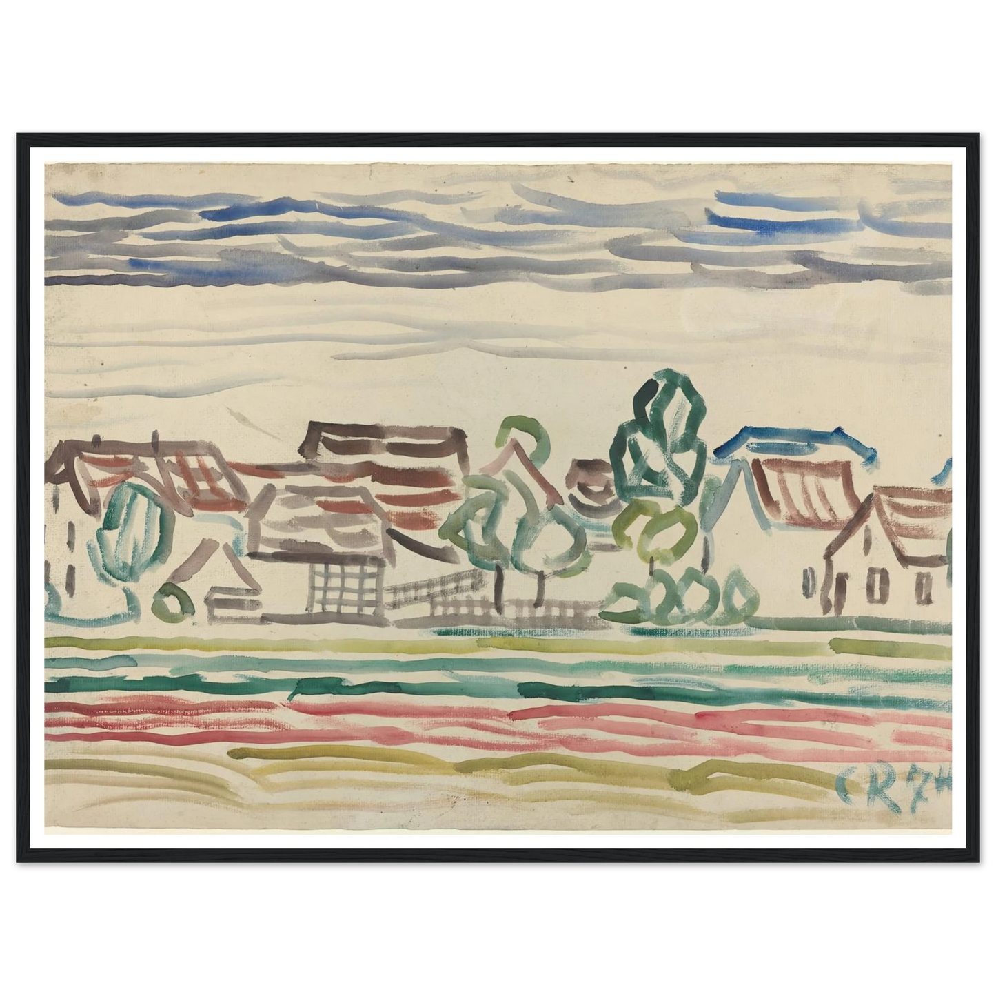 Landscape (1870s) Art Print | Christian Rohlfs - Framed Poster - 30x40 cm / 12x16″ - Black frame