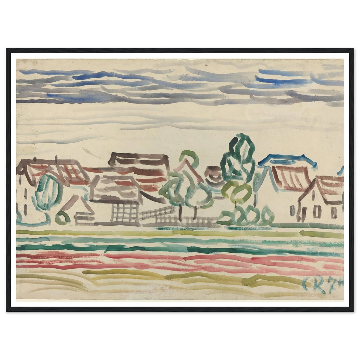 Landscape (1870s) Art Print | Christian Rohlfs - Framed Poster - 30x40 cm / 12x16″ - Black frame