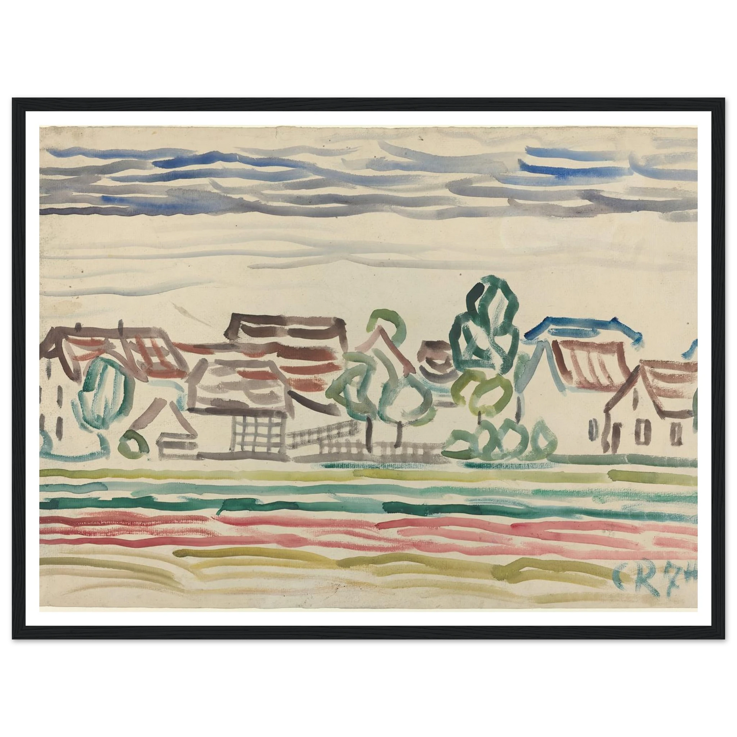 Landscape (1870s) Art Print | Christian Rohlfs - Framed Poster - 30x40 cm / 12x16″ - Black frame