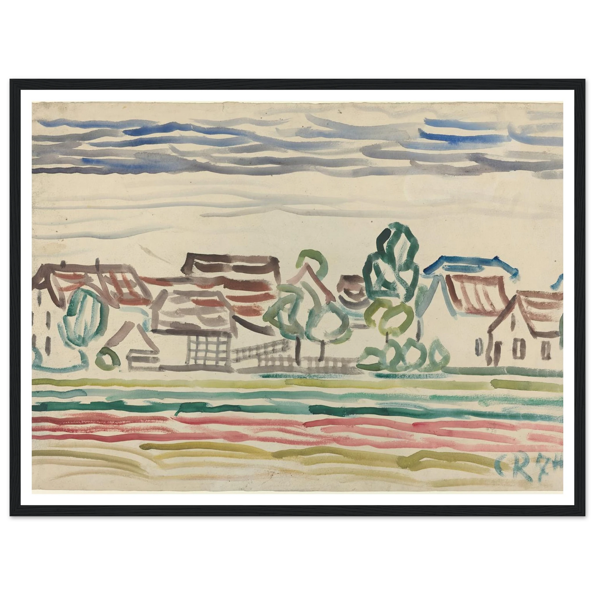 Landscape (1870s) Art Print | Christian Rohlfs - Framed Poster - 30x40 cm / 12x16″ - Black frame