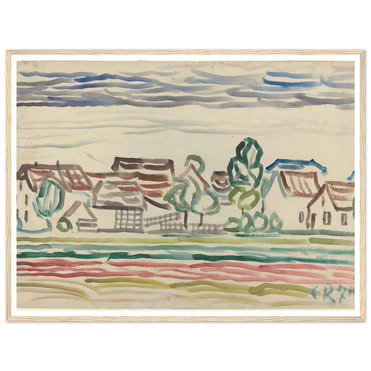 Landscape (1870s) Art Print | Christian Rohlfs - Framed Poster - 30x40 cm / 12x16″ - Black frame