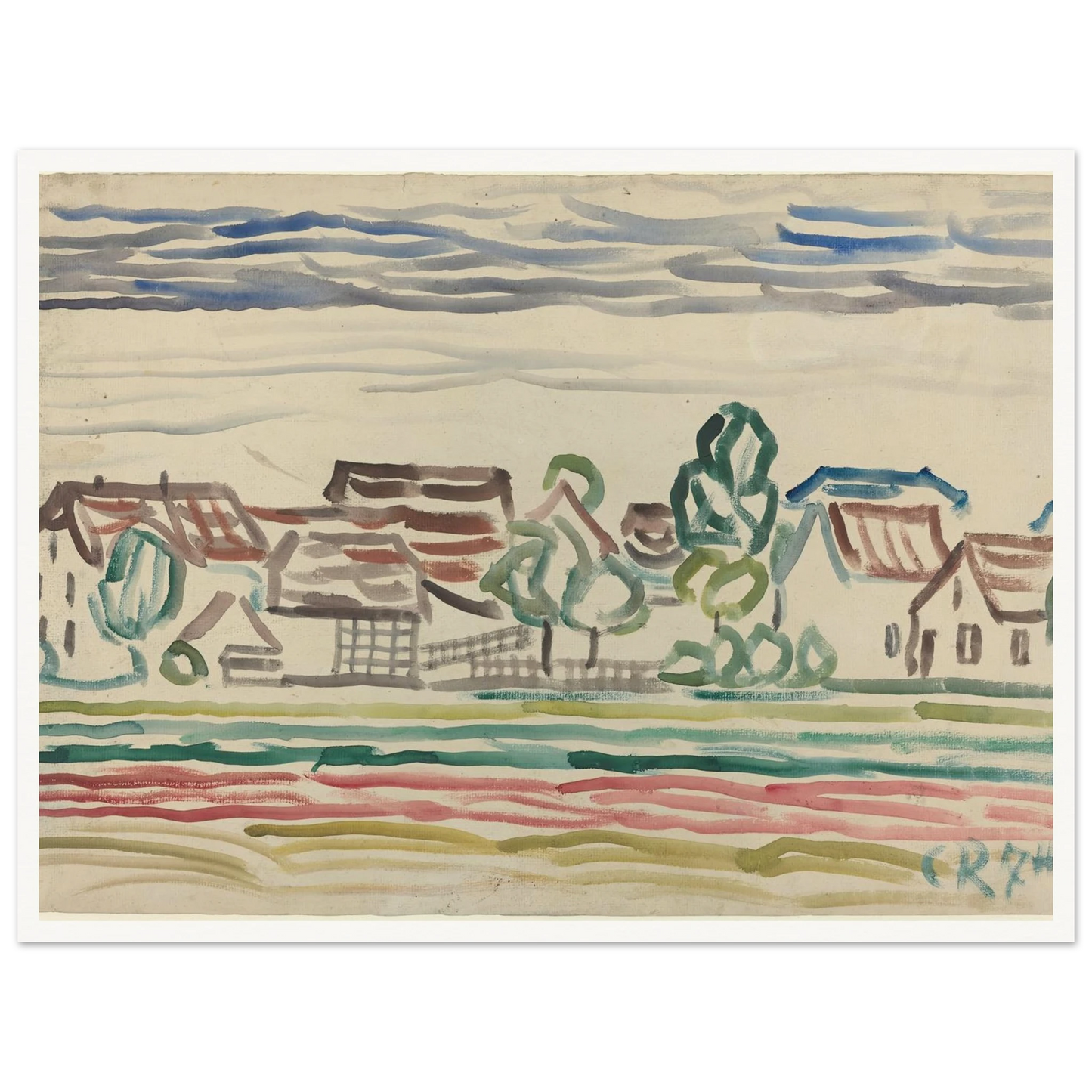 Landscape (1870s) Art Print | Christian Rohlfs - Framed Poster - 30x40 cm / 12x16″ - Black frame