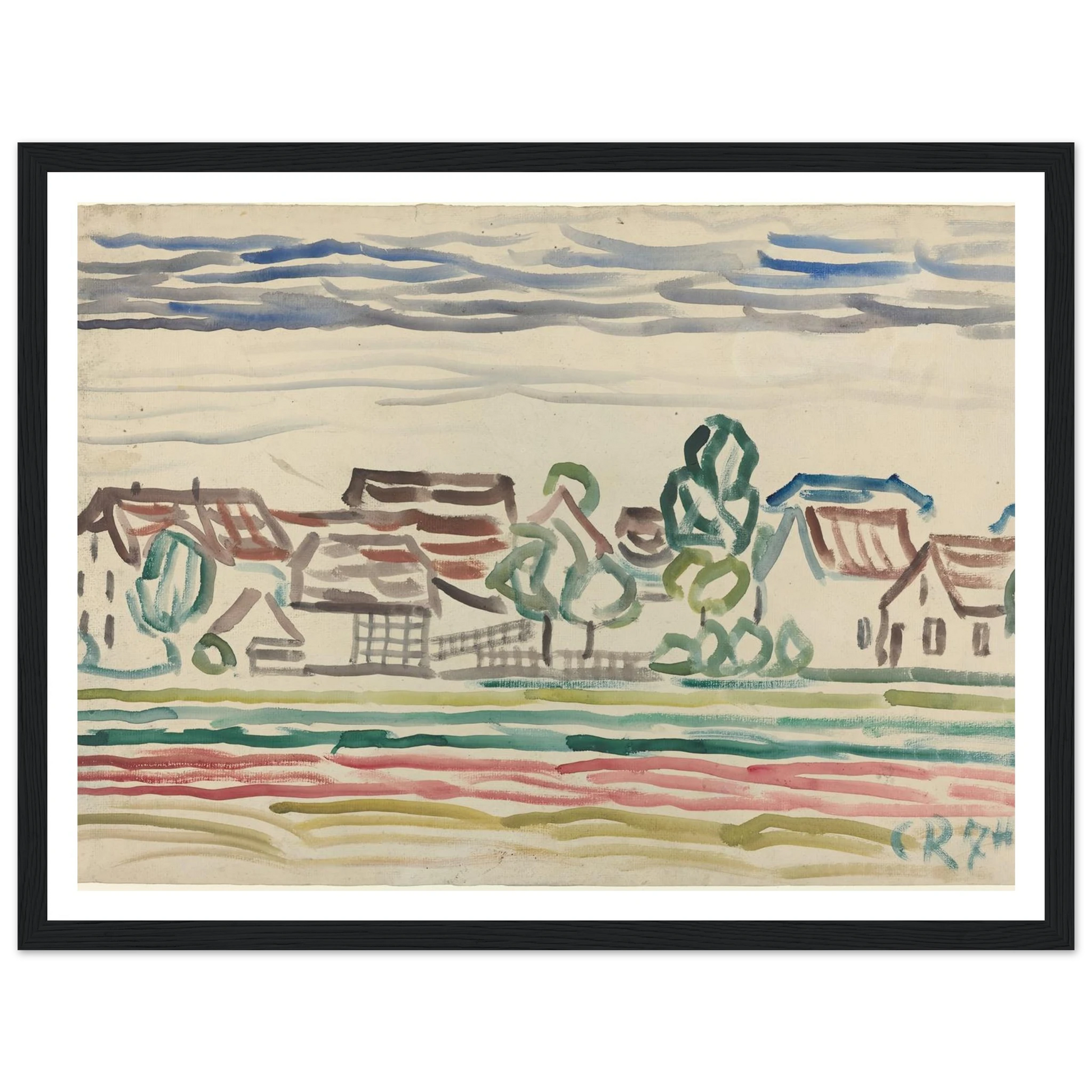 Landscape (1870s) Art Print | Christian Rohlfs - Framed Poster - 30x40 cm / 12x16″ - Black frame