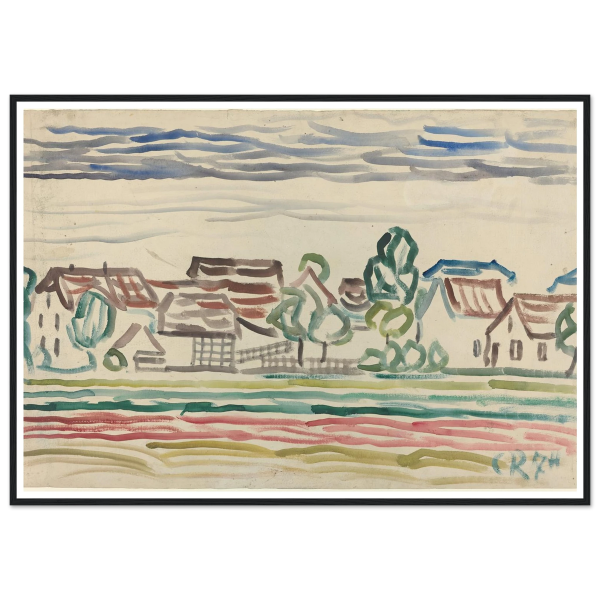 Landscape (1870s) Art Print | Christian Rohlfs - Framed Poster - 30x40 cm / 12x16″ - Black frame