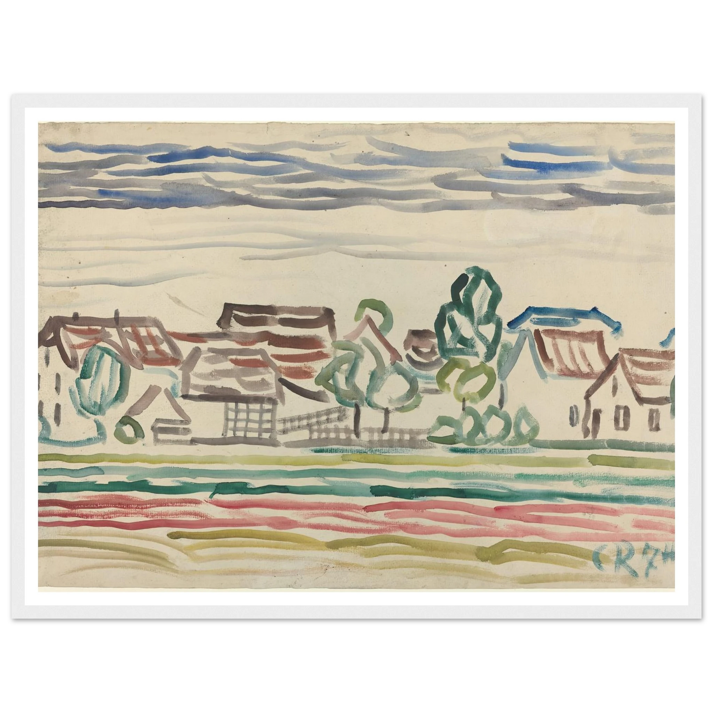 Landscape (1870s) Art Print | Christian Rohlfs - Framed Poster - 30x40 cm / 12x16″ - Black frame