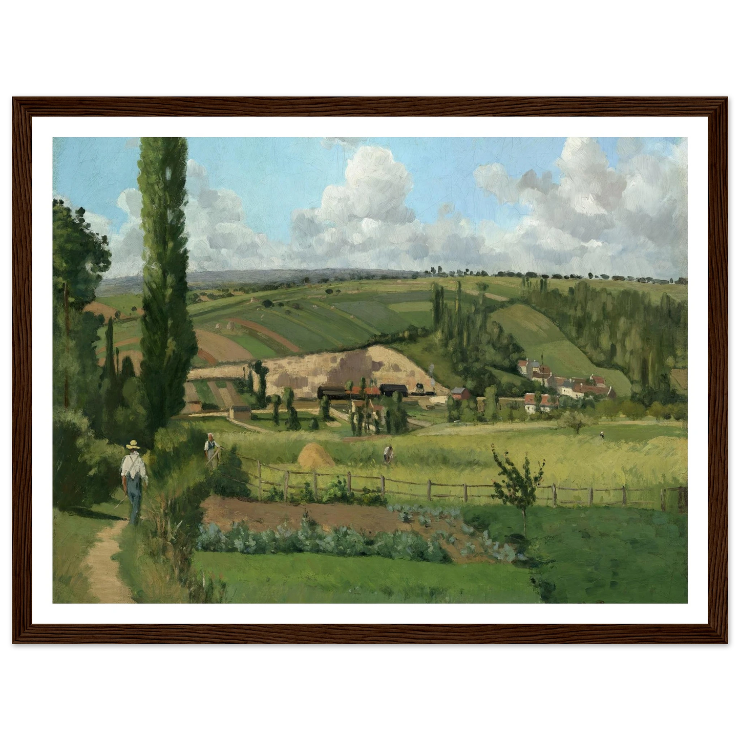 Landscape at Les Pâtis,Pontoise (1868) Art Print | Camille Pissarro - Framed Poster - 30x40 cm / 12x16″ - Black frame