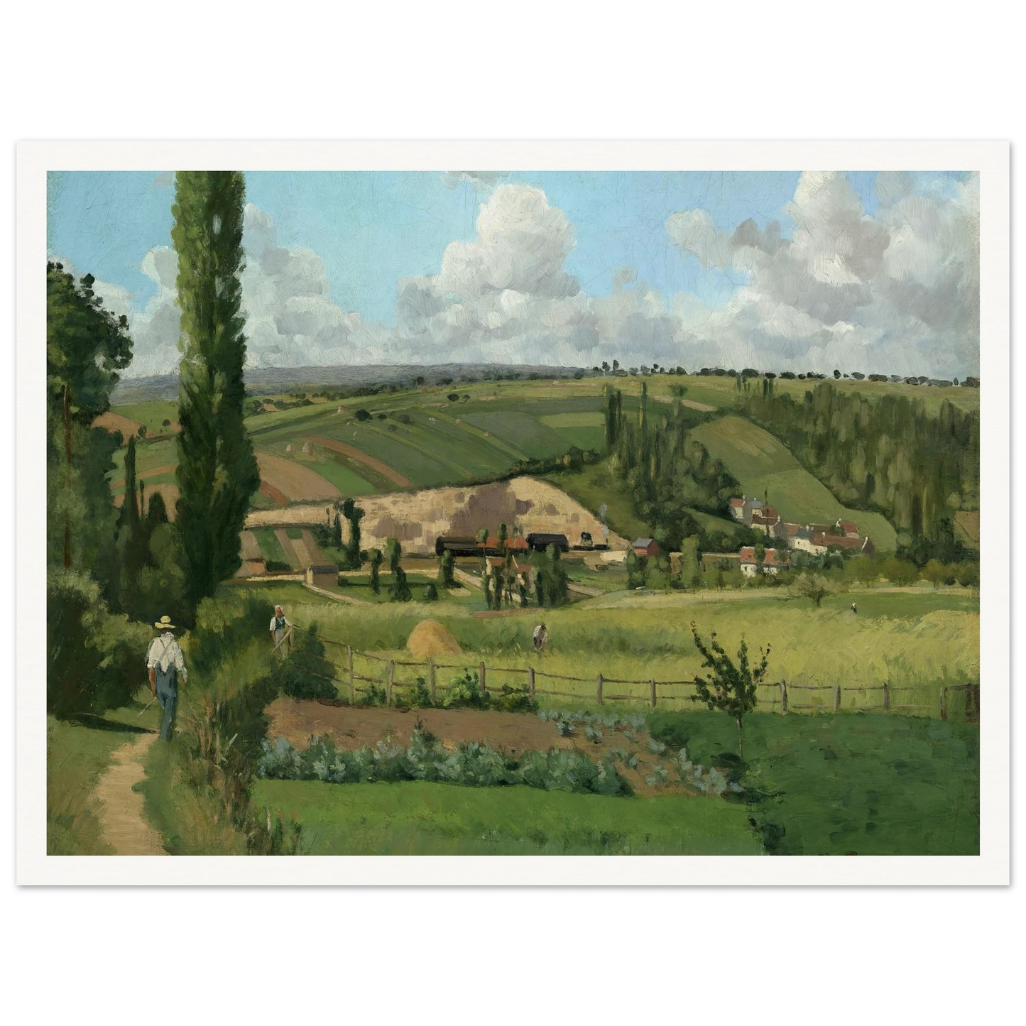 Landscape at Les Pâtis,Pontoise (1868) Art Print | Camille Pissarro - Framed Poster - 30x40 cm / 12x16″ - Black frame