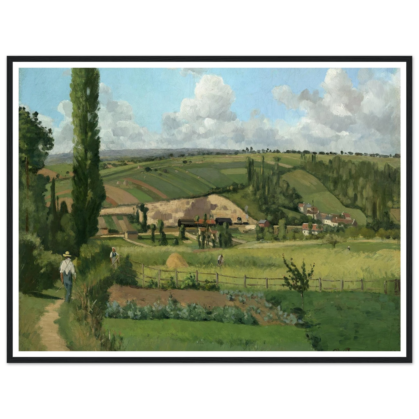 Landscape at Les Pâtis,Pontoise (1868) Art Print | Camille Pissarro - Framed Poster - 30x40 cm / 12x16″ - Black frame