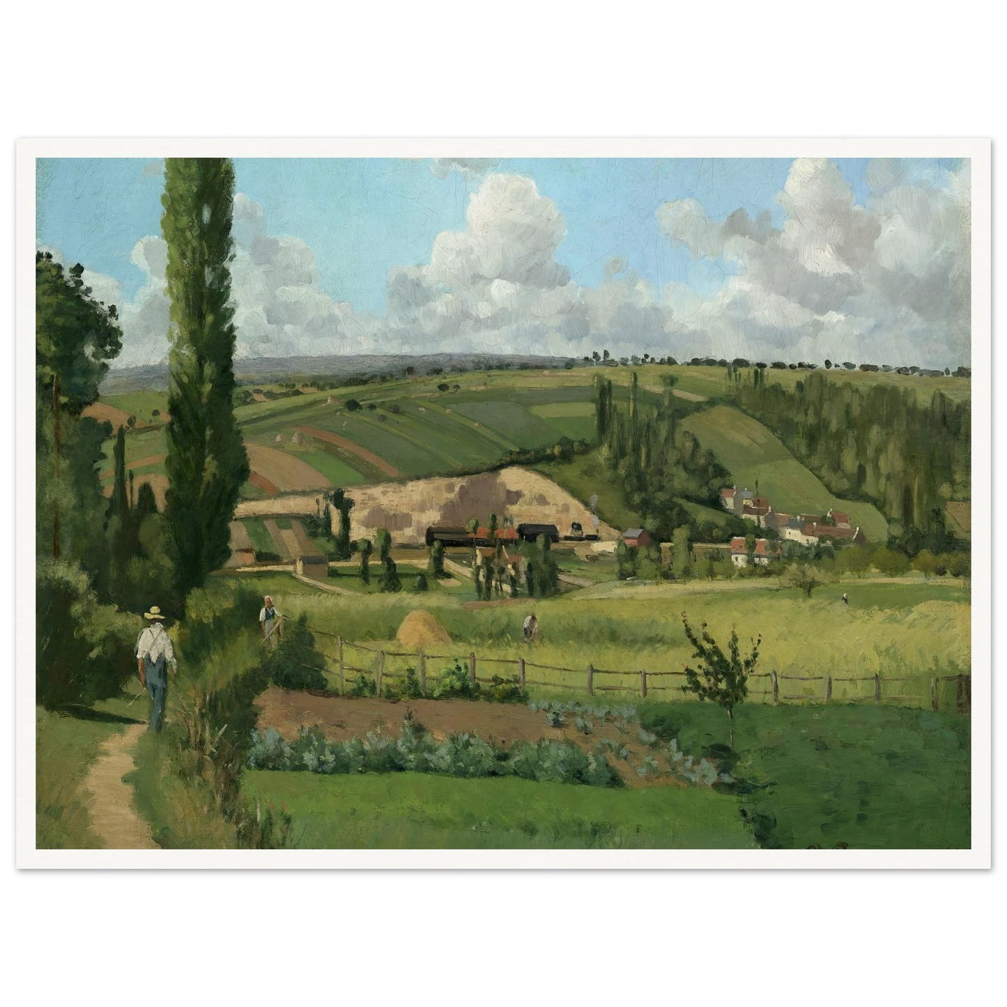 Landscape at Les Pâtis,Pontoise (1868) Art Print | Camille Pissarro - Framed Poster - 30x40 cm / 12x16″ - Black frame