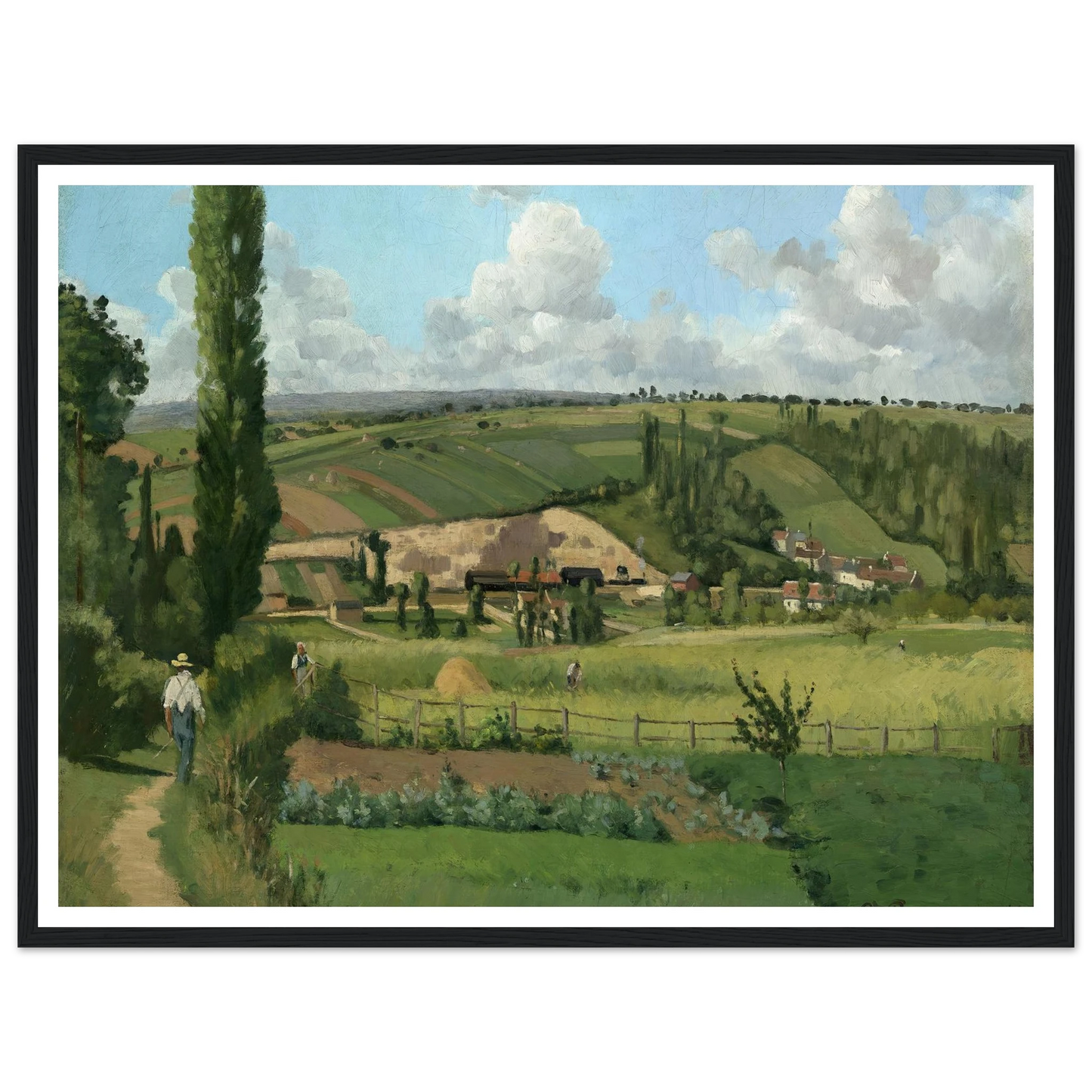 Landscape at Les Pâtis,Pontoise (1868) Art Print | Camille Pissarro - Framed Poster - 30x40 cm / 12x16″ - Black frame
