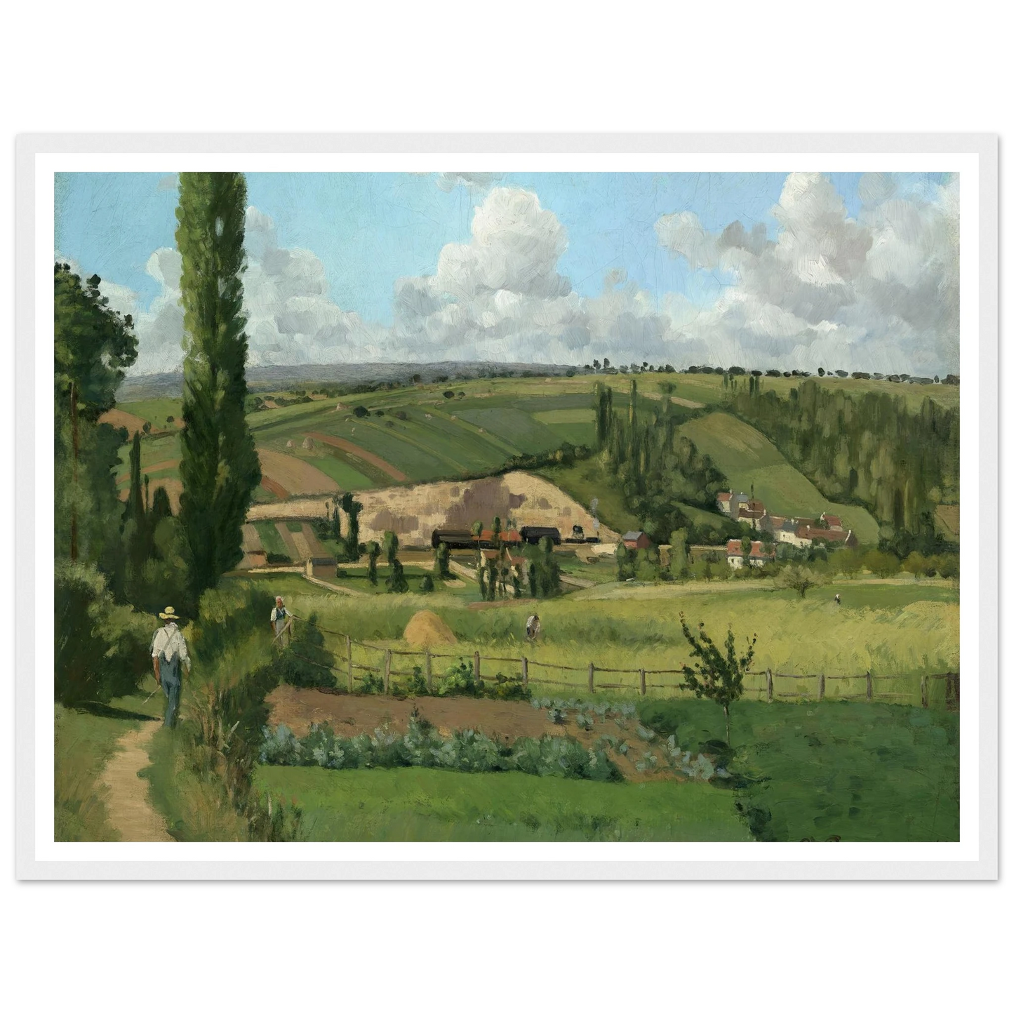 Landscape at Les Pâtis,Pontoise (1868) Art Print | Camille Pissarro - Framed Poster - 30x40 cm / 12x16″ - Black frame