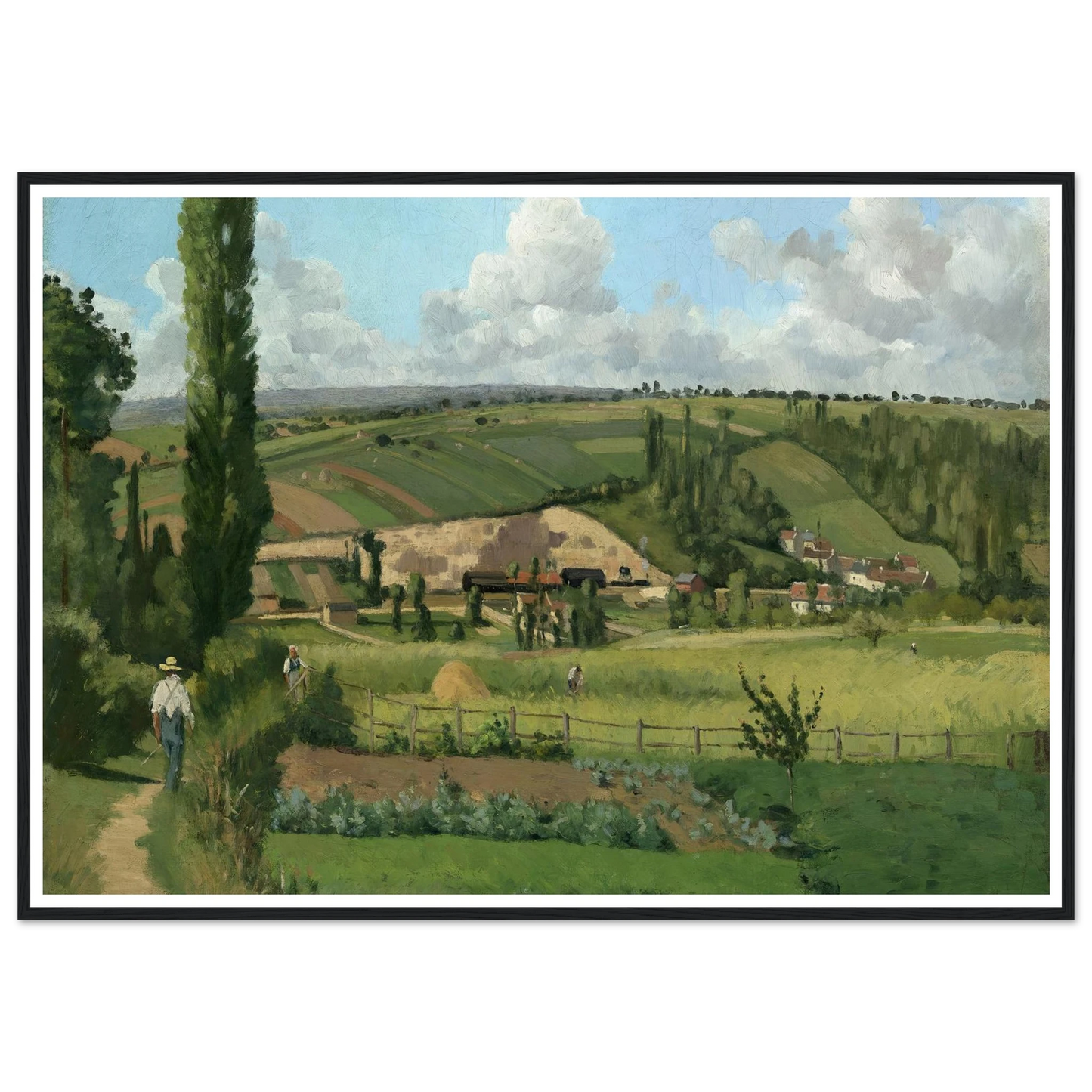 Landscape at Les Pâtis,Pontoise (1868) Art Print | Camille Pissarro - Framed Poster - 30x40 cm / 12x16″ - Black frame