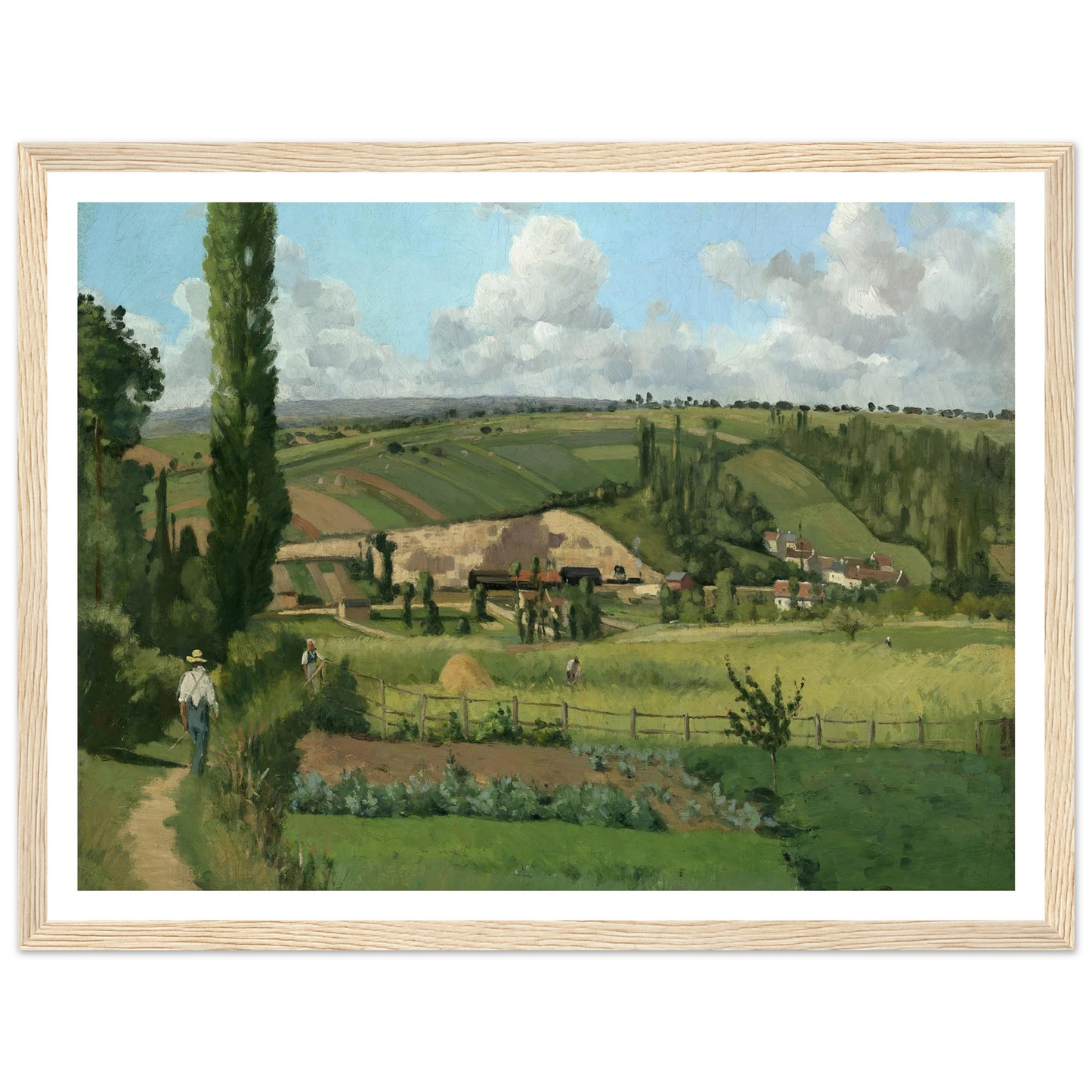Landscape at Les Pâtis,Pontoise (1868) Art Print | Camille Pissarro - Framed Poster - 30x40 cm / 12x16″ - Black frame