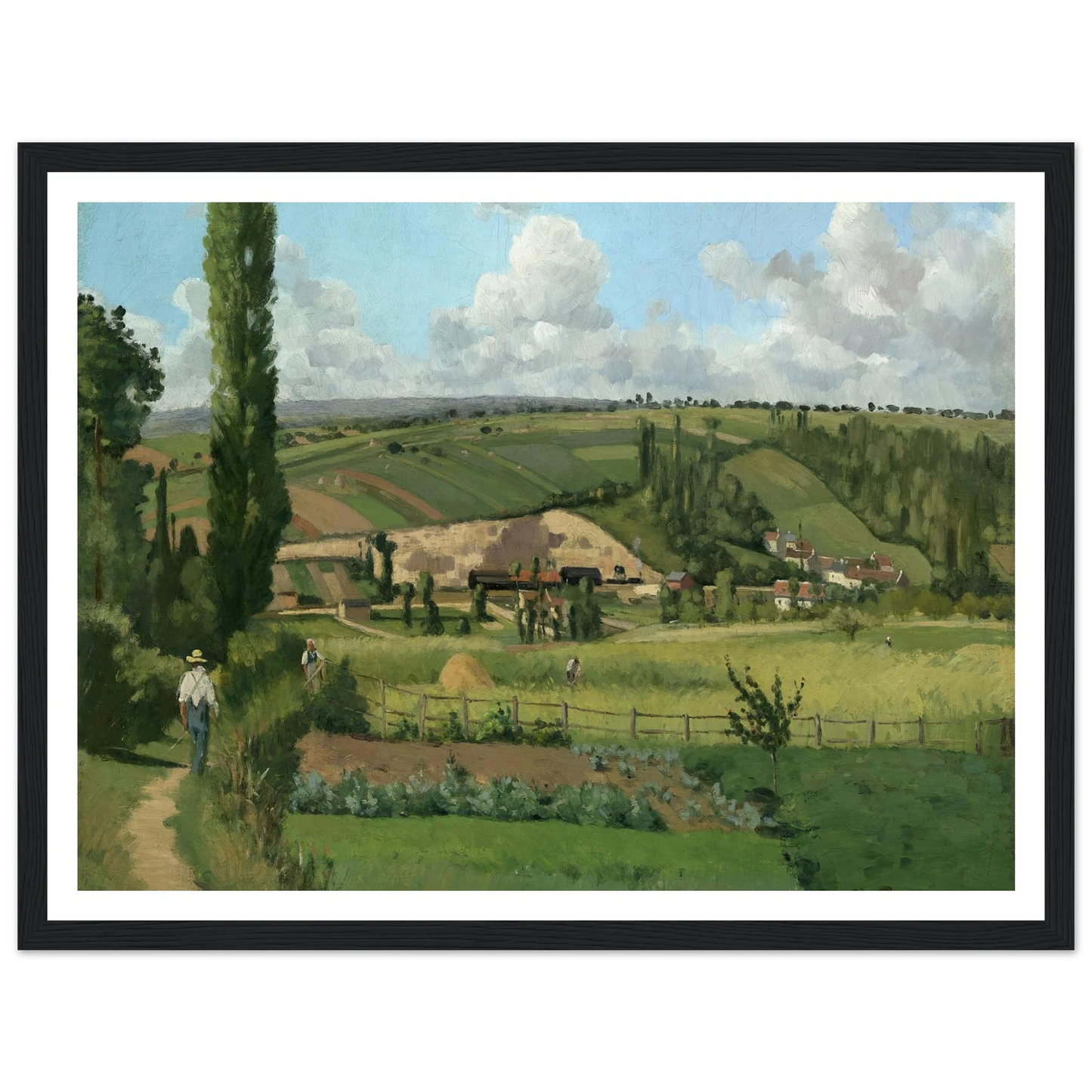 Landscape at Les Pâtis,Pontoise (1868) Art Print | Camille Pissarro - Framed Poster - 30x40 cm / 12x16″ - Black frame