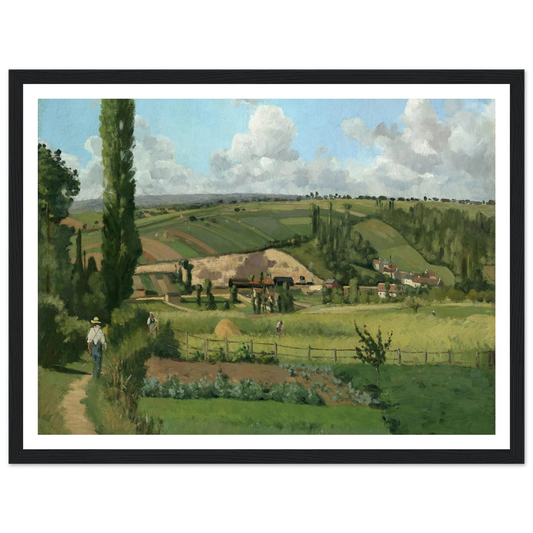 Landscape at Les Pâtis,Pontoise (1868) Art Print | Camille Pissarro - Framed Poster - 30x40 cm / 12x16″ - Black frame