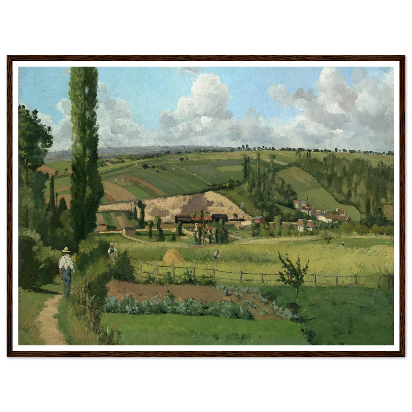 Landscape at Les Pâtis,Pontoise (1868) Art Print | Camille Pissarro - Framed Poster - 30x40 cm / 12x16″ - Black frame